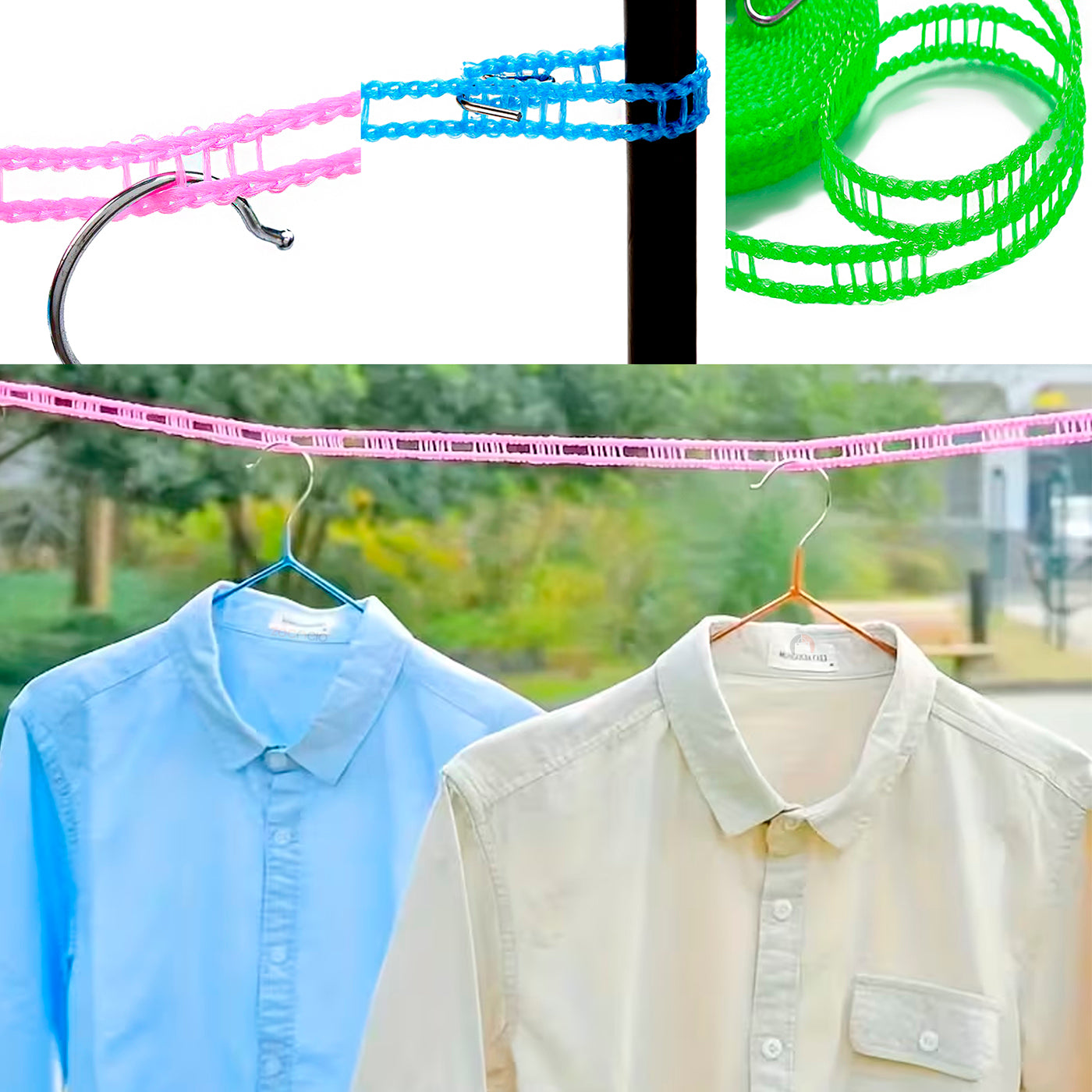 Cuerda X2 Tendedero Para Colgar Ropa 5m Antiviento Resistent