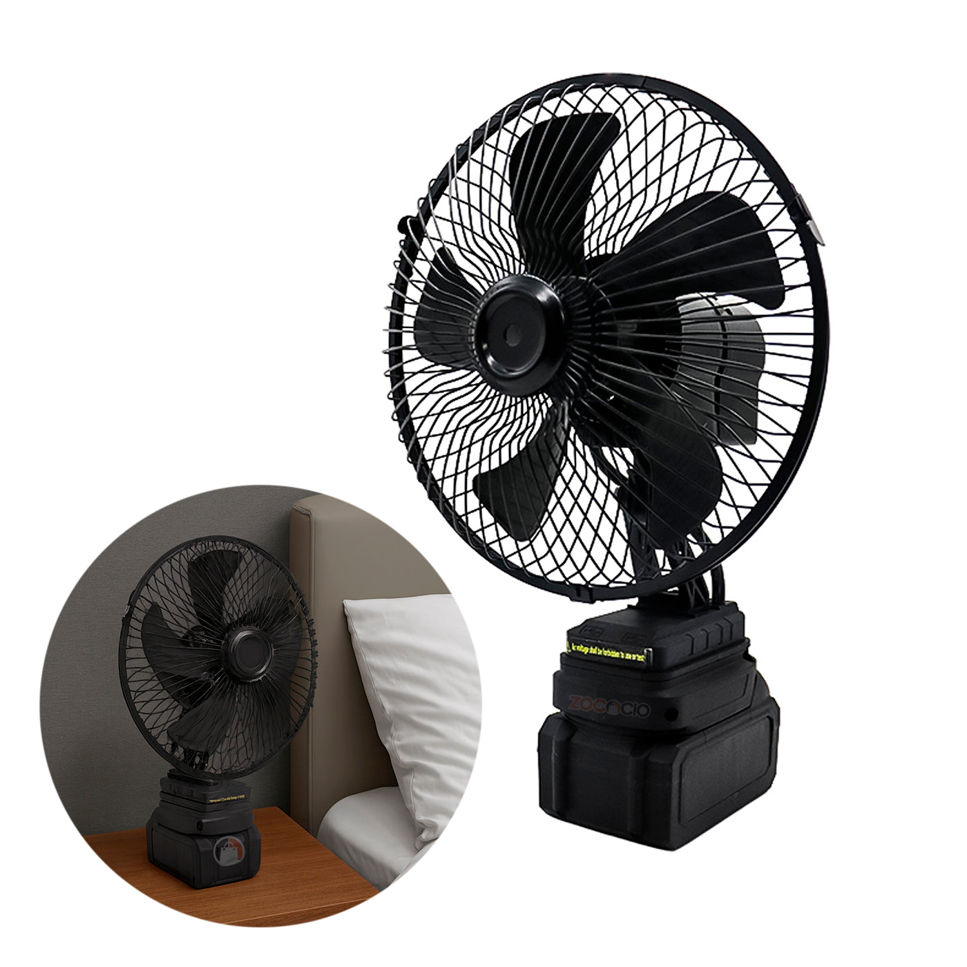 Mini Ventilador De Batería De Litio Recargable De 8 Pulgadas Negro