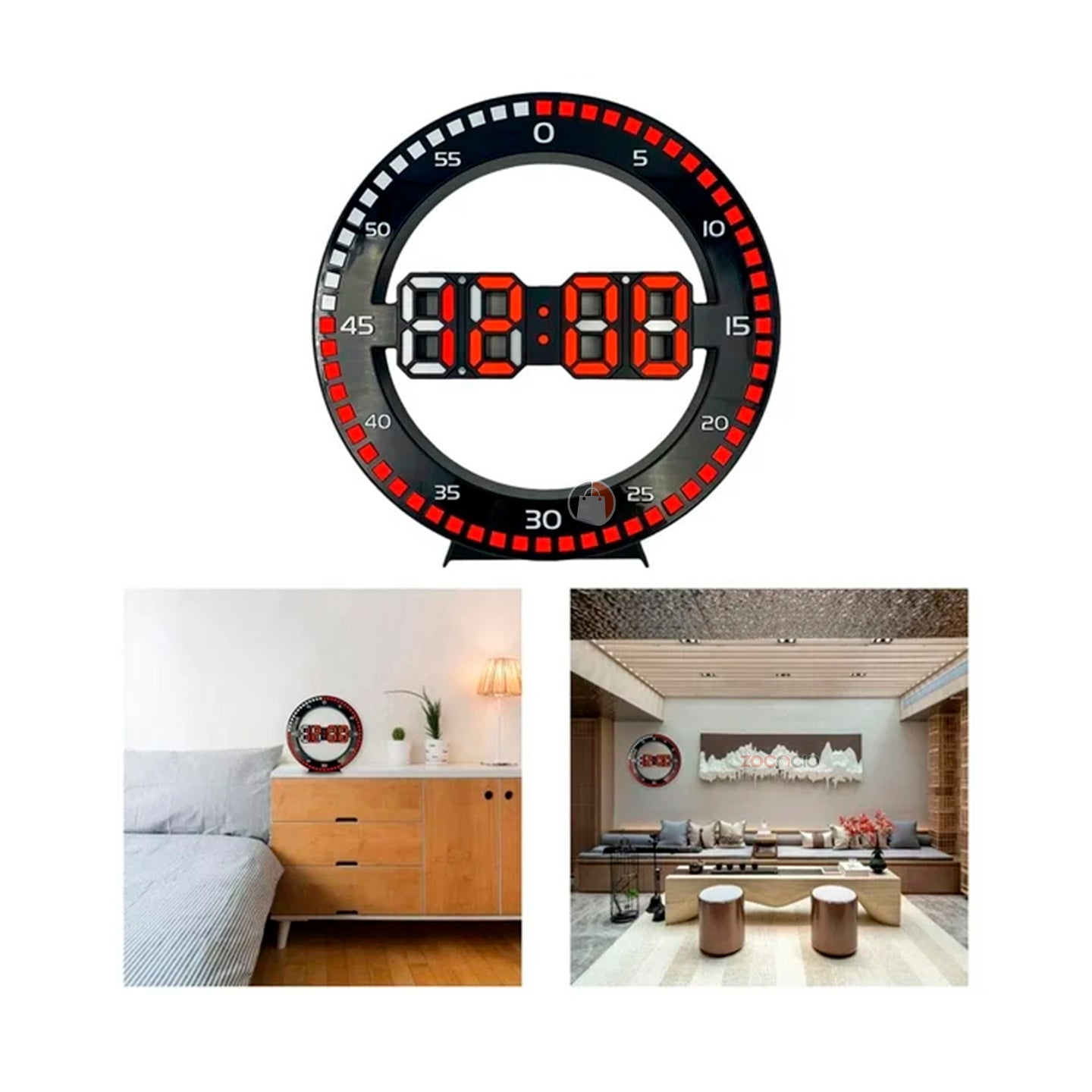 Reloj Digital Led De Pared O Mesa Redondo Con Alarma 12/24hr