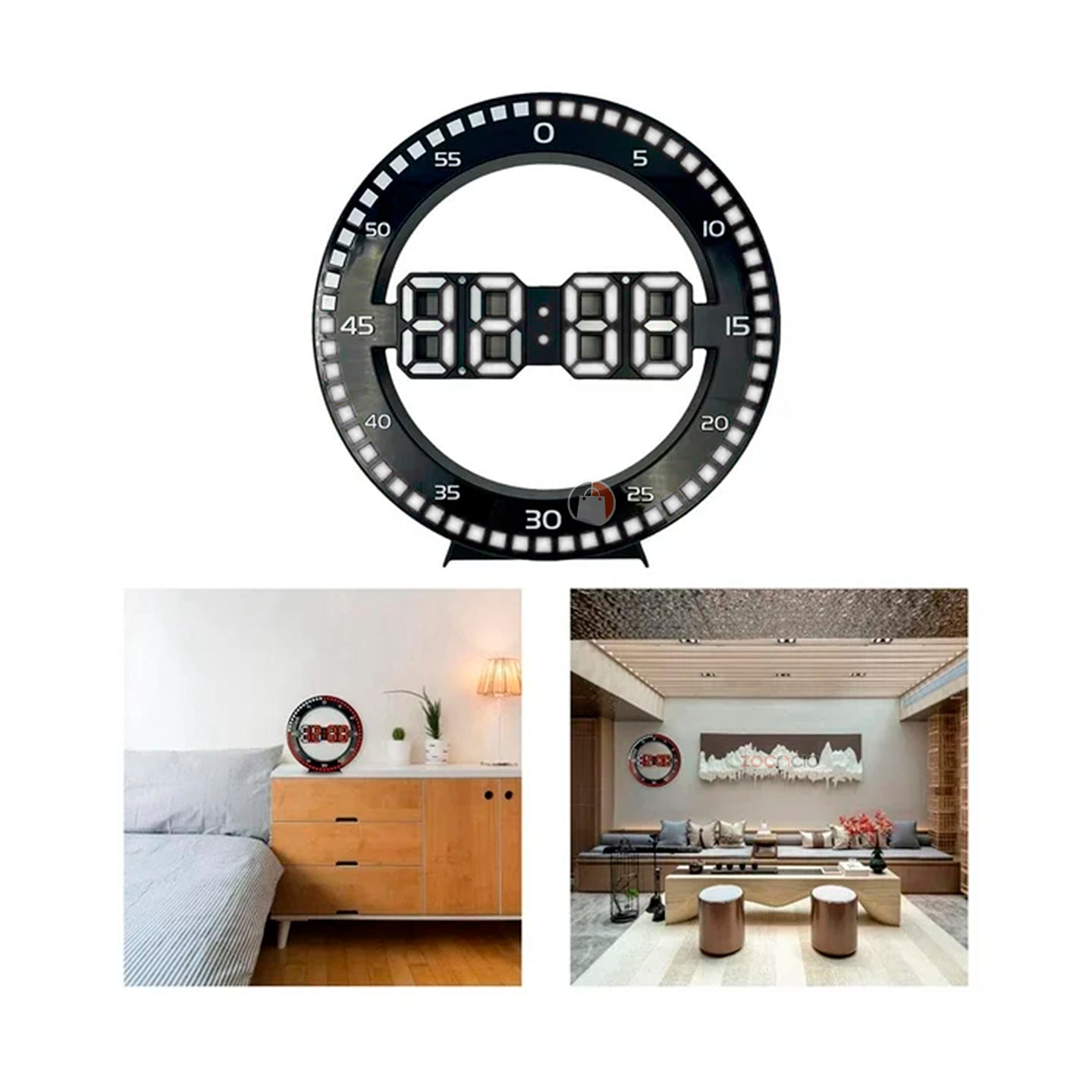 Reloj Digital Led De Pared O Mesa Redondo Con Alarma 12/24hr