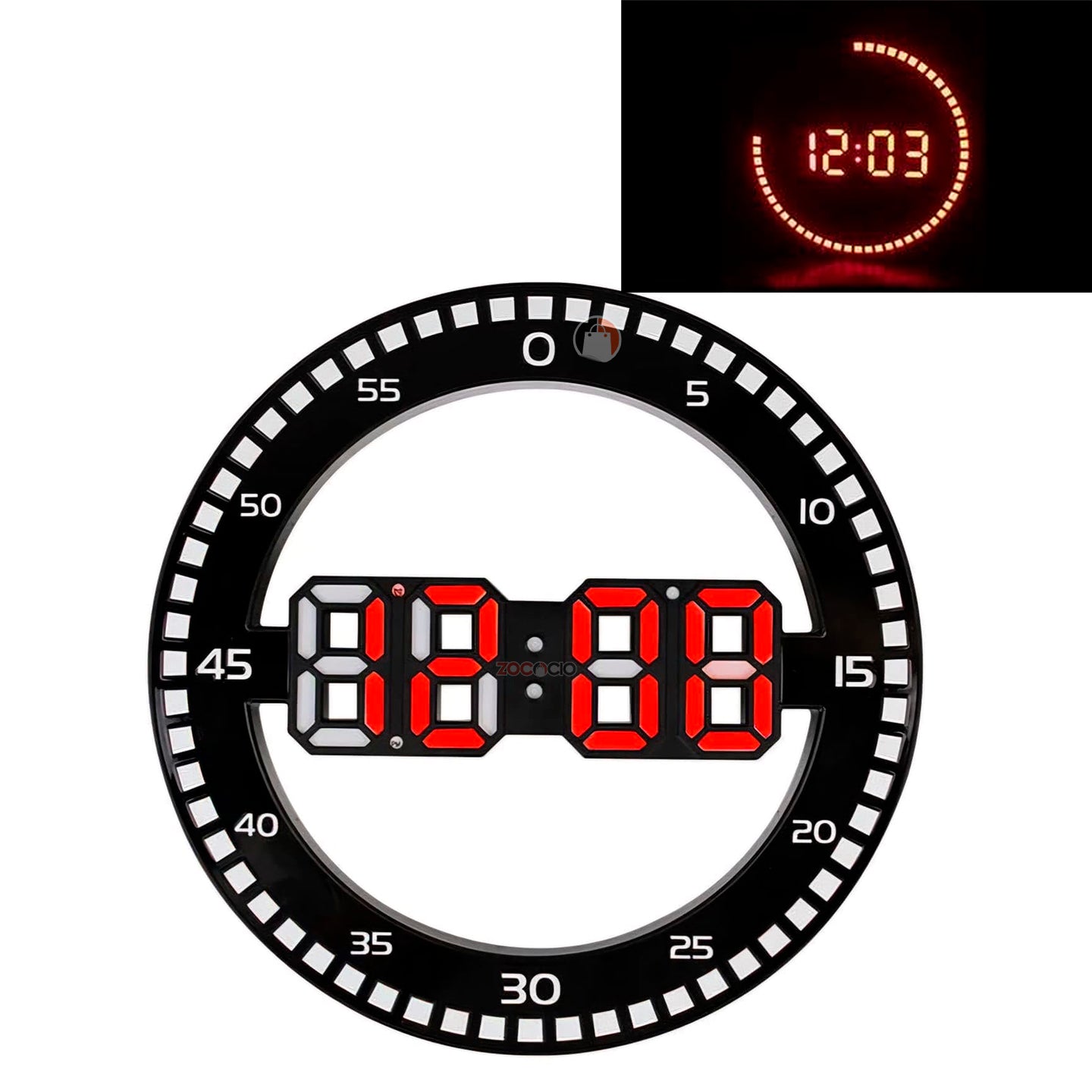 Reloj Digital Led De Pared O Mesa Redondo Con Alarma 12/24hr