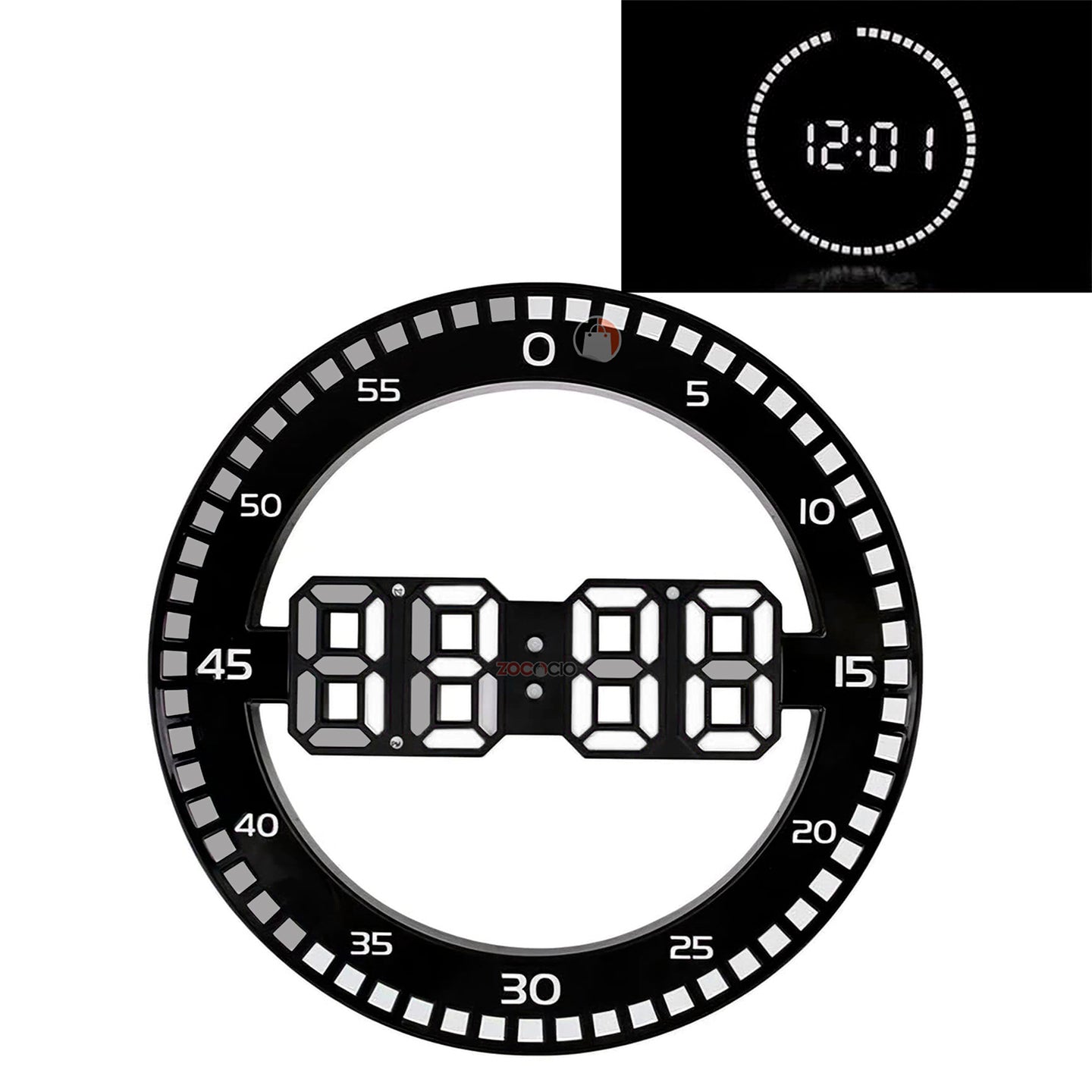Reloj Digital Led De Pared O Mesa Redondo Con Alarma 12/24hr