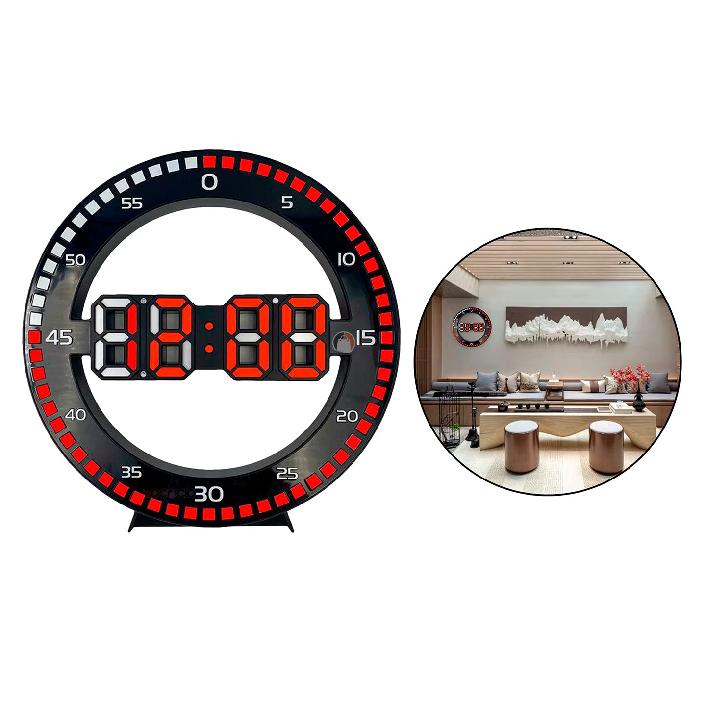 Reloj Digital Led De Pared O Mesa Redondo Con Alarma 12/24hr
