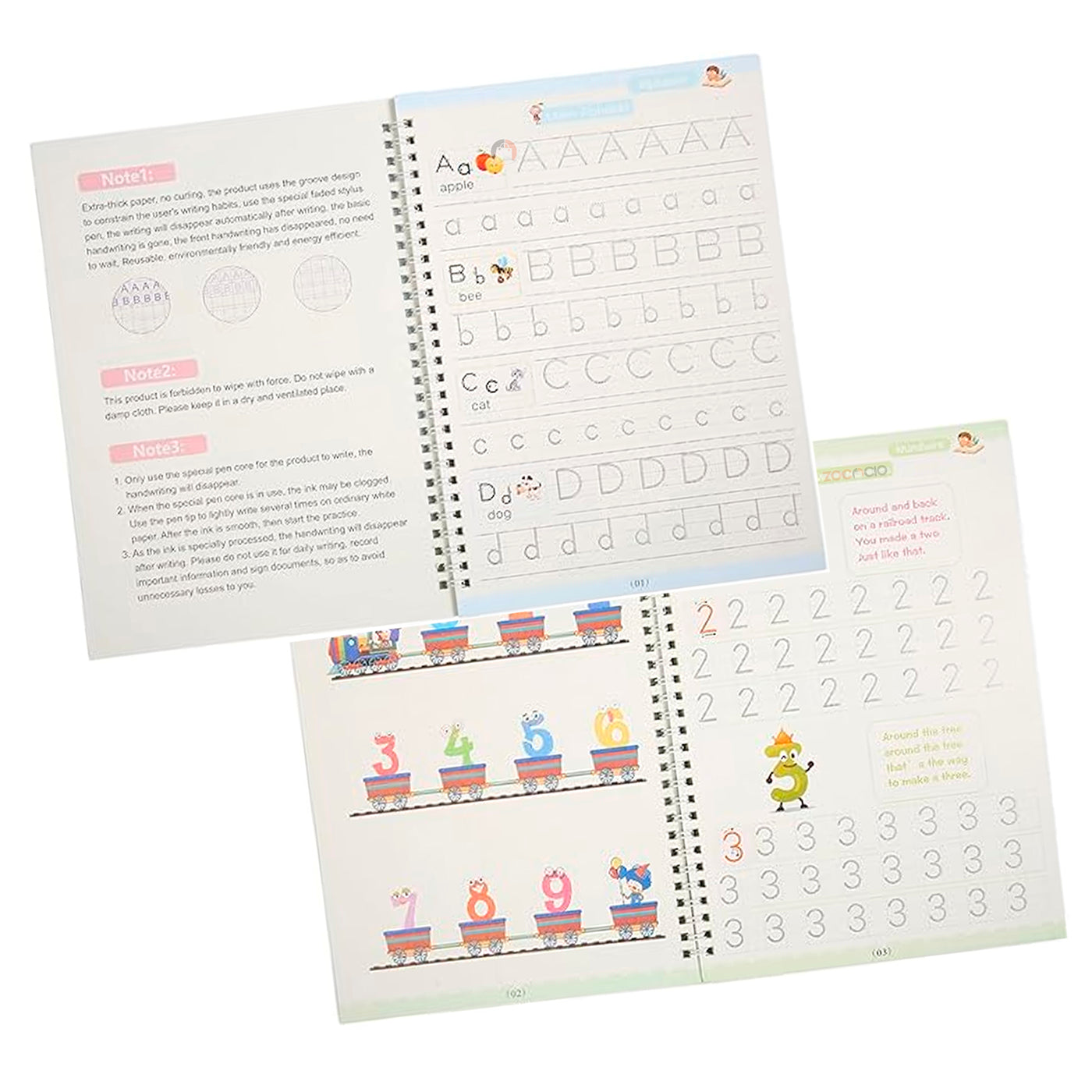 Set 4 Libros Magicos De Aprendizaje Reutilizable Caligrafico