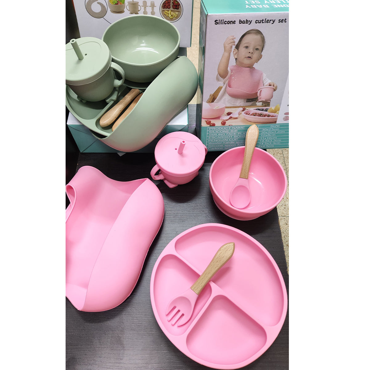 Juego De Vajilla Alimentación Para Bebé En Silicona 5 Pcs