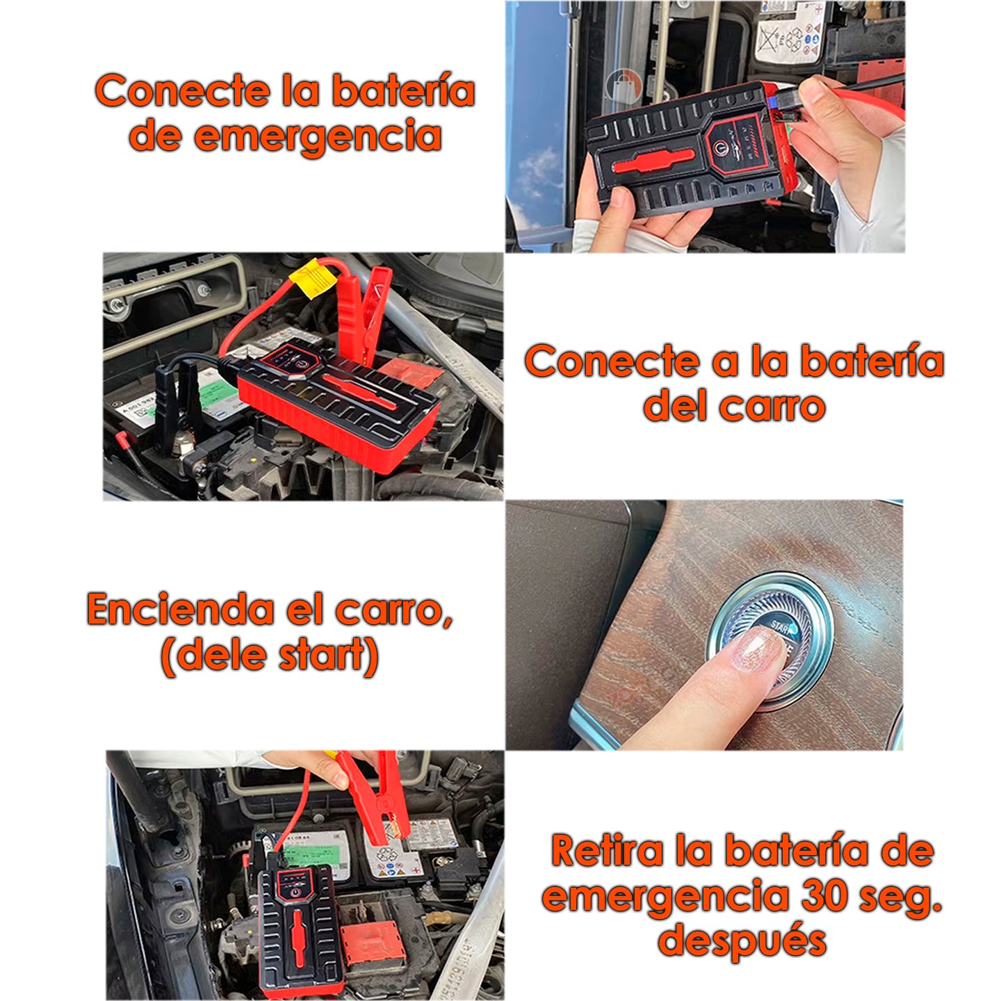 Arrancador De Batería De Emergencia Con Inflador Y Linterna