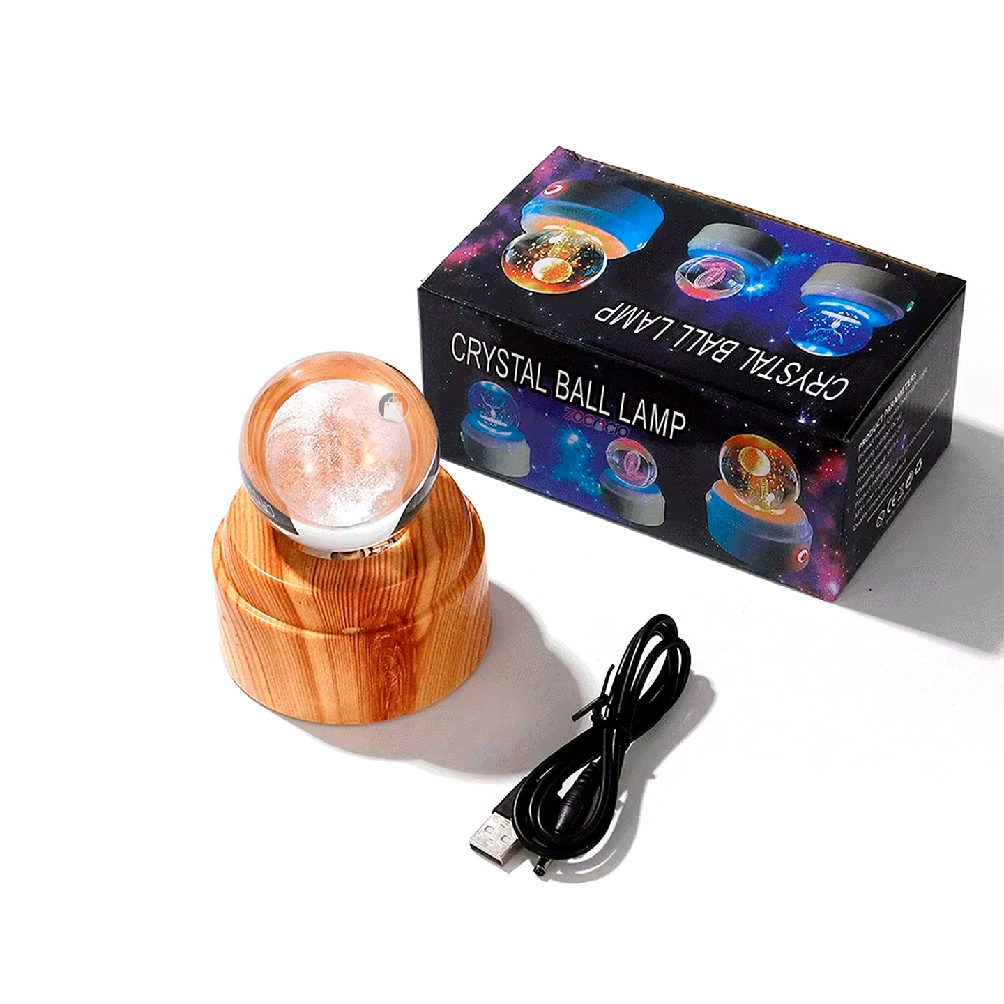 Bola De Cristal Giratoria Diseño Galaxia Lampara De Noche 3d