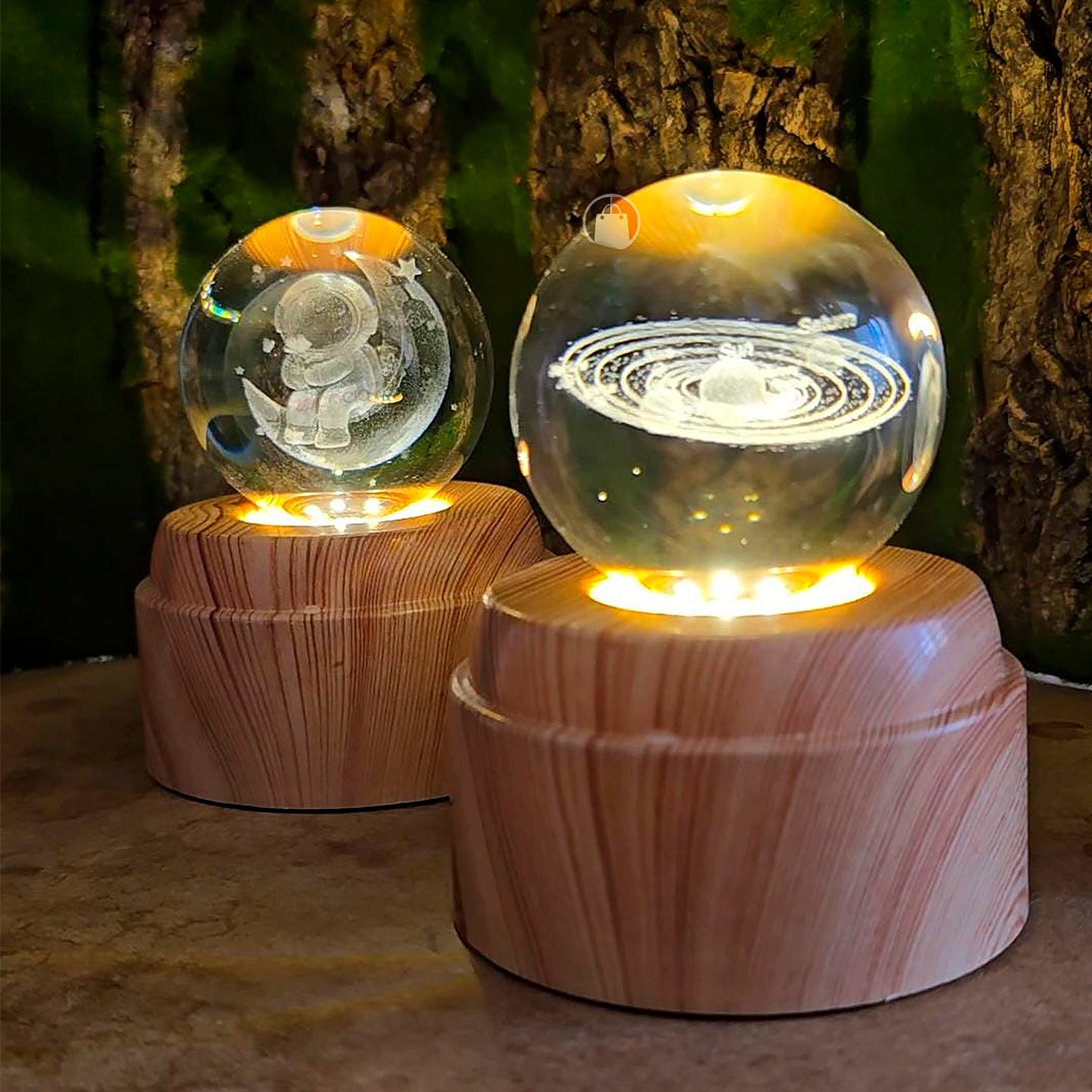 Bola De Cristal Giratoria Diseño Galaxia Lampara De Noche 3d