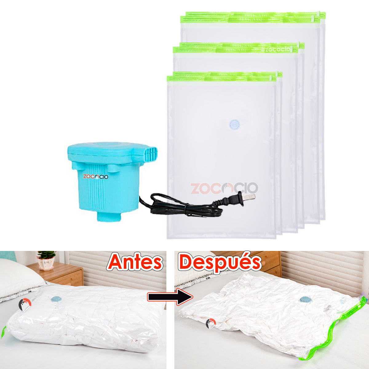 Kit Bolsas De Almacenamiento Al Vacío Para Acolchados Ropa