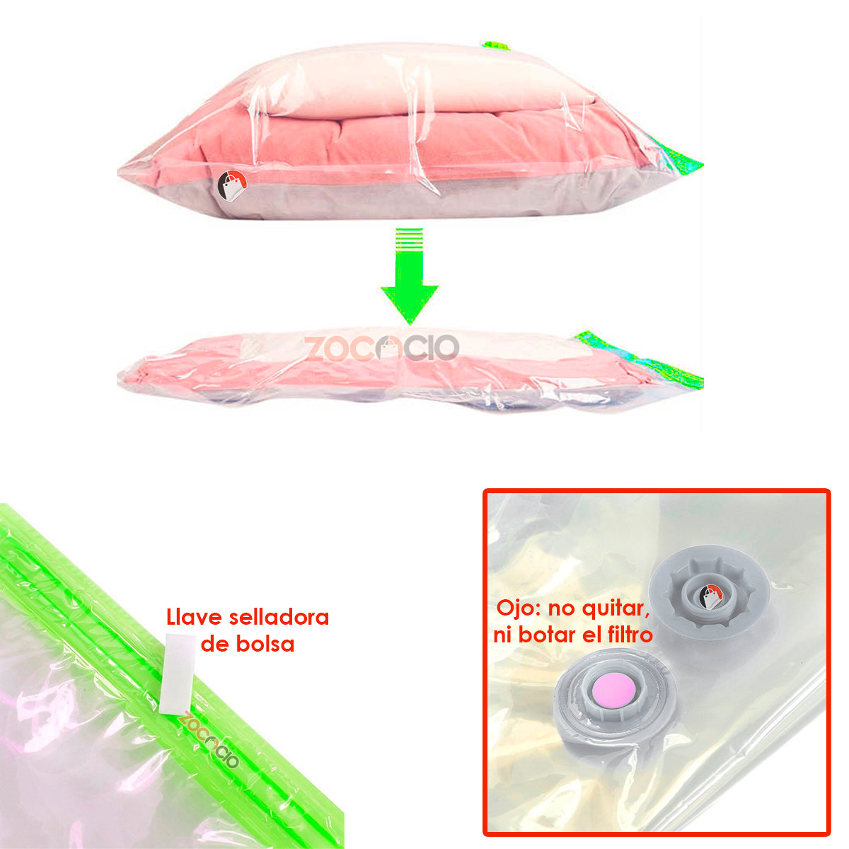 Kit Bolsas De Almacenamiento Al Vacío Para Acolchados Ropa
