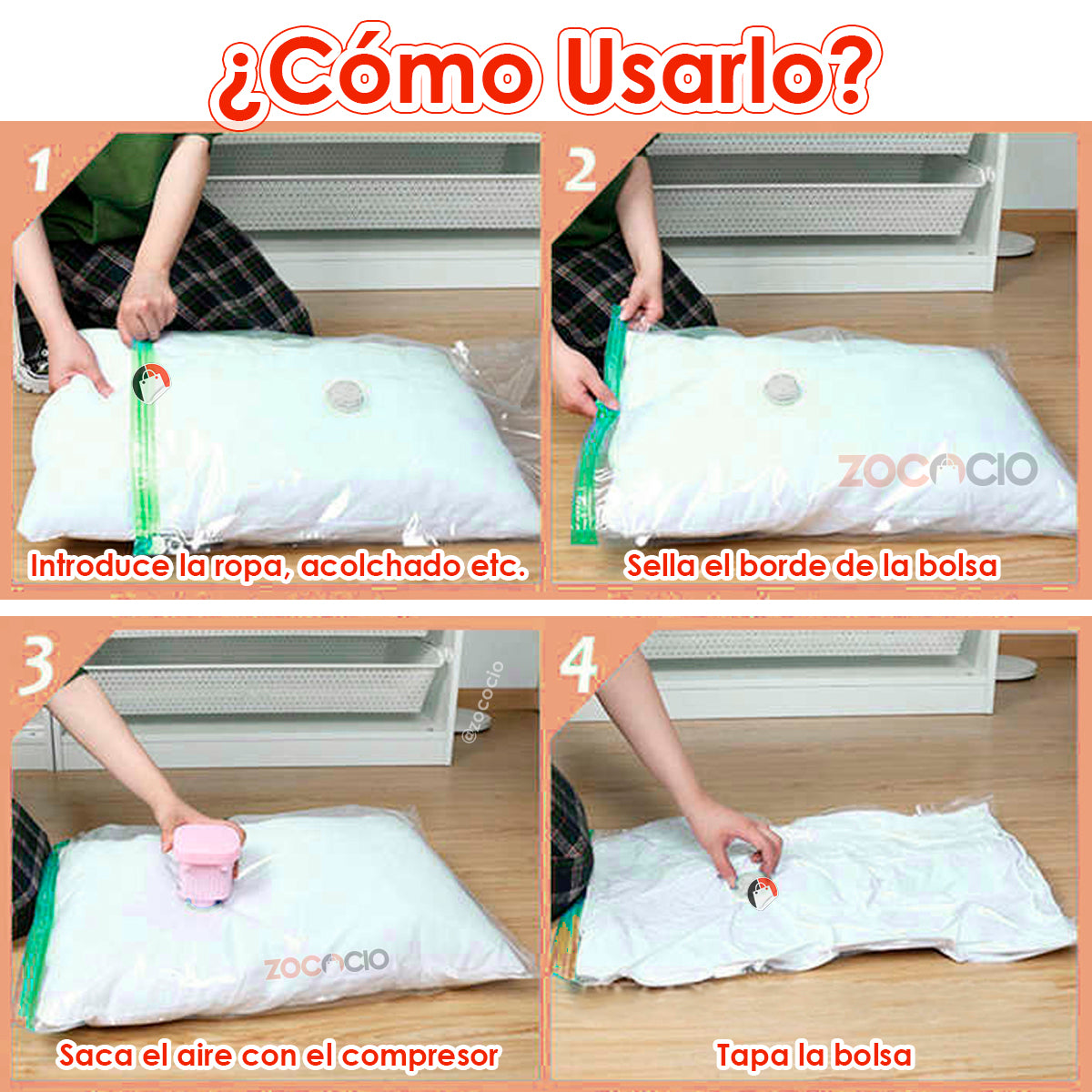 Kit Bolsas De Almacenamiento Al Vacío Para Acolchados Ropa