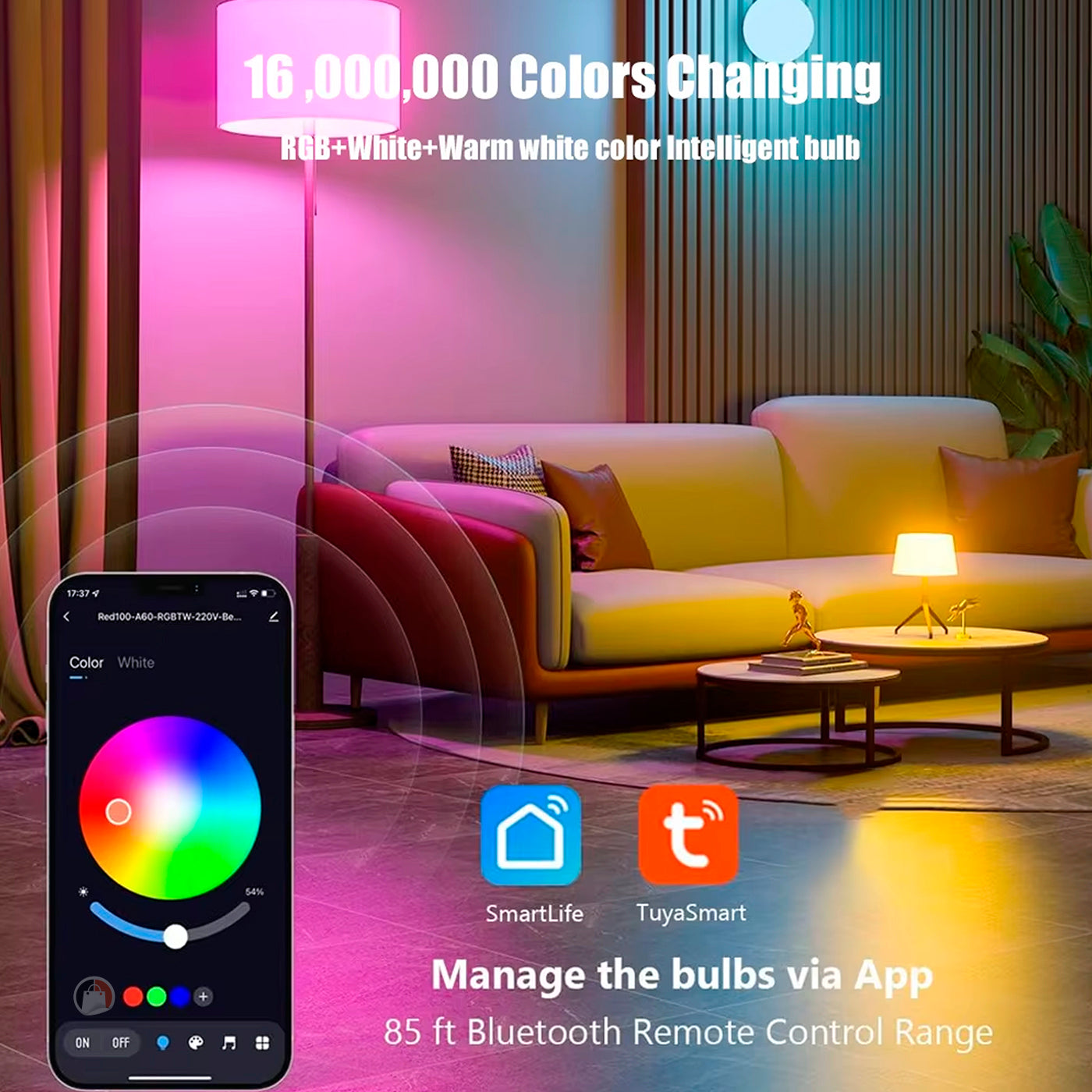 Bombillo Led Smart Bluetooh Con App Rgb Y Cct Lamp Tuya