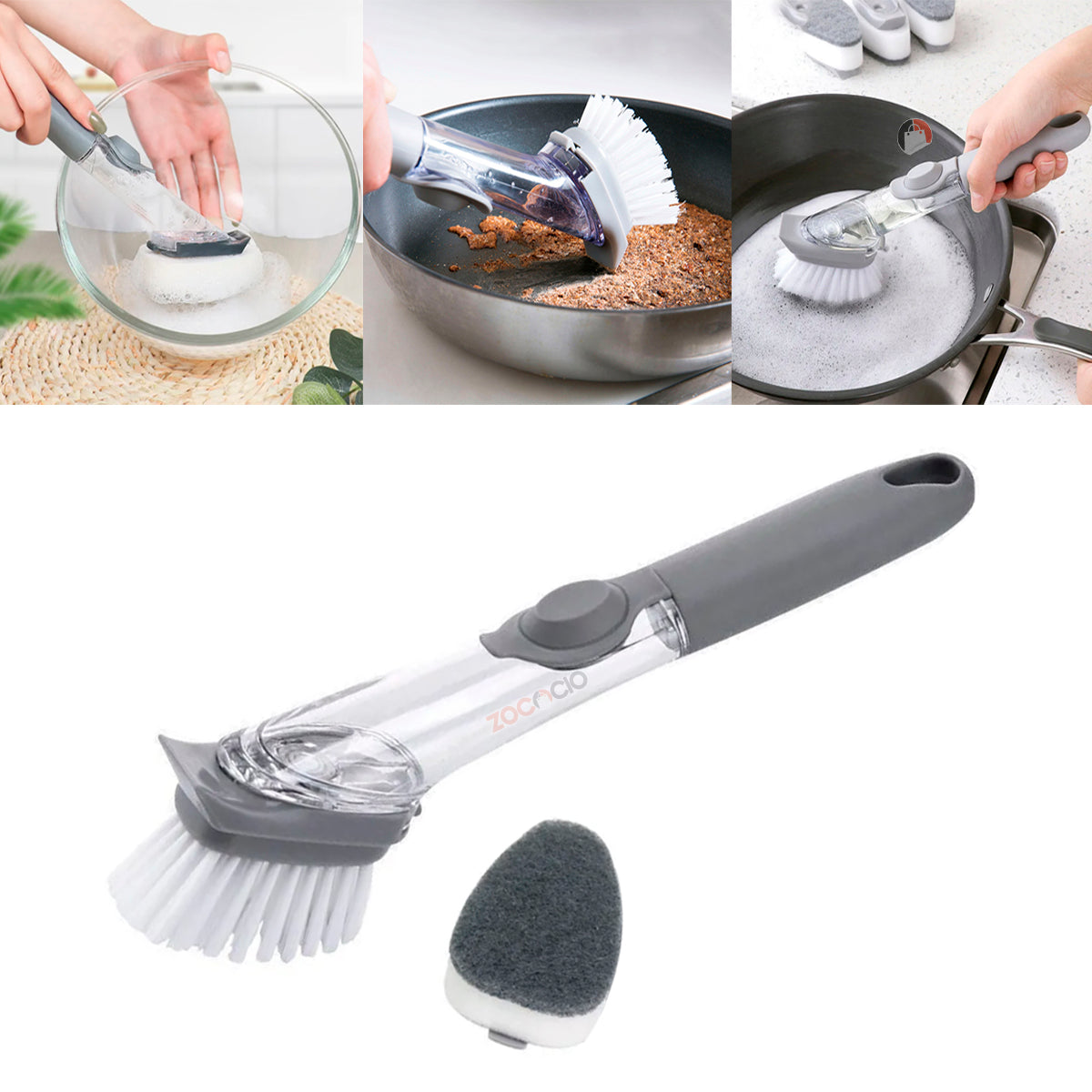 Cepillo Dispensador Jabón 2 En1