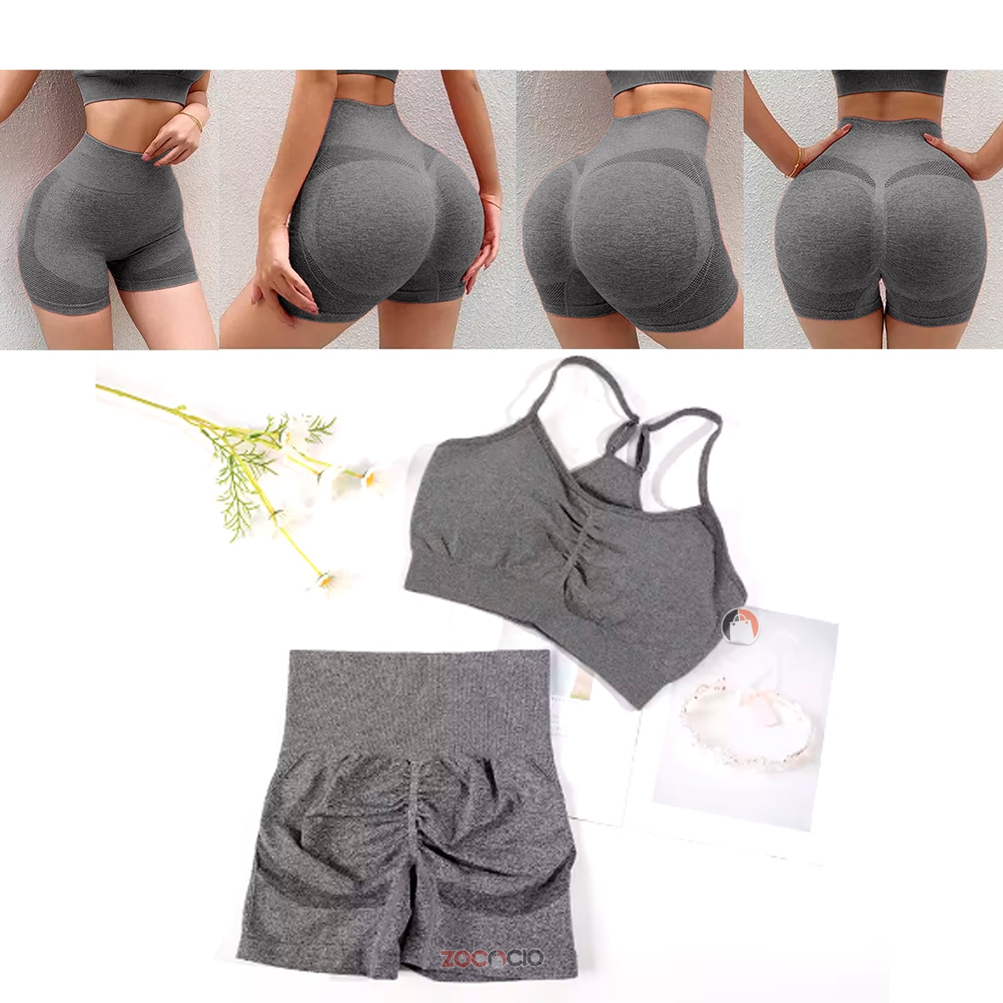 Conjunto Deportivo Para Entrenar Gym Yoga De Pantalón Corto