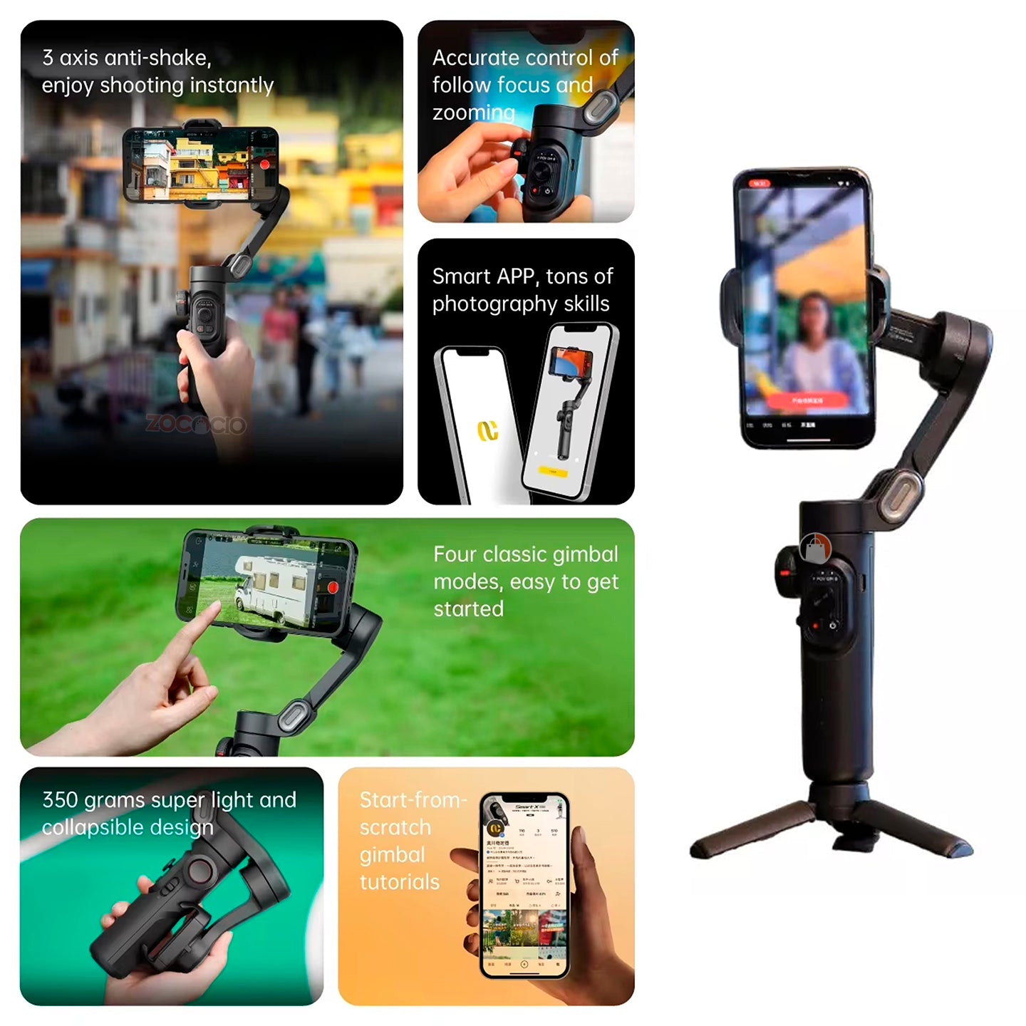 Estabilizador De Celular Gimbal De 3 Ejes Plegable