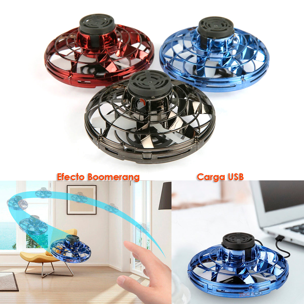 Spinner Volador Tipo Ovni Trompo Boomerang Juego De Moda