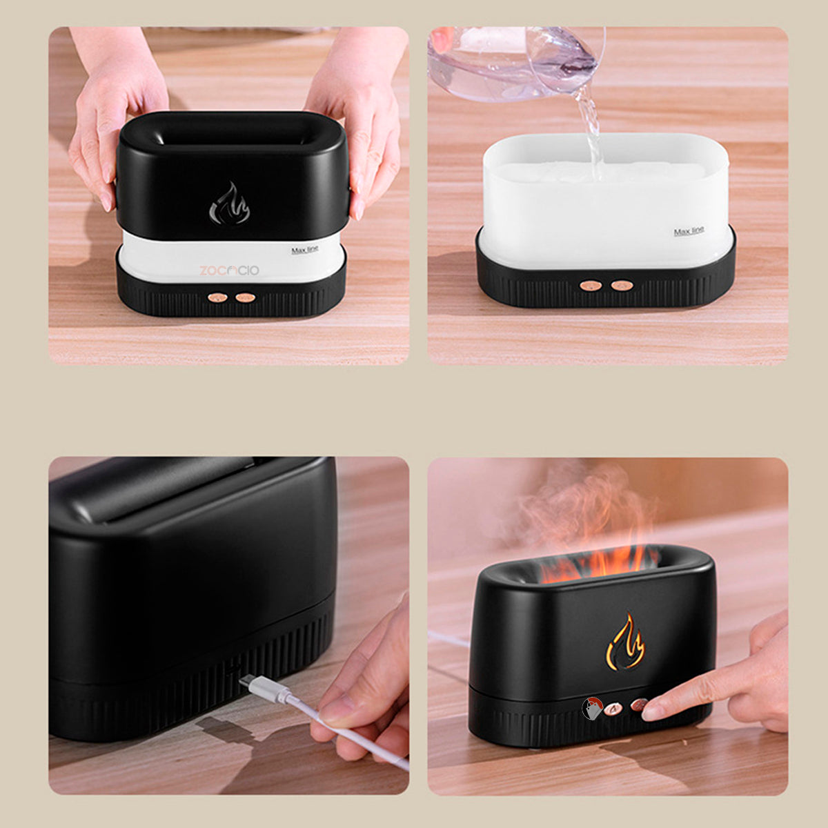 Difusor De Aroma Humidificador Simulación De Flama Llama