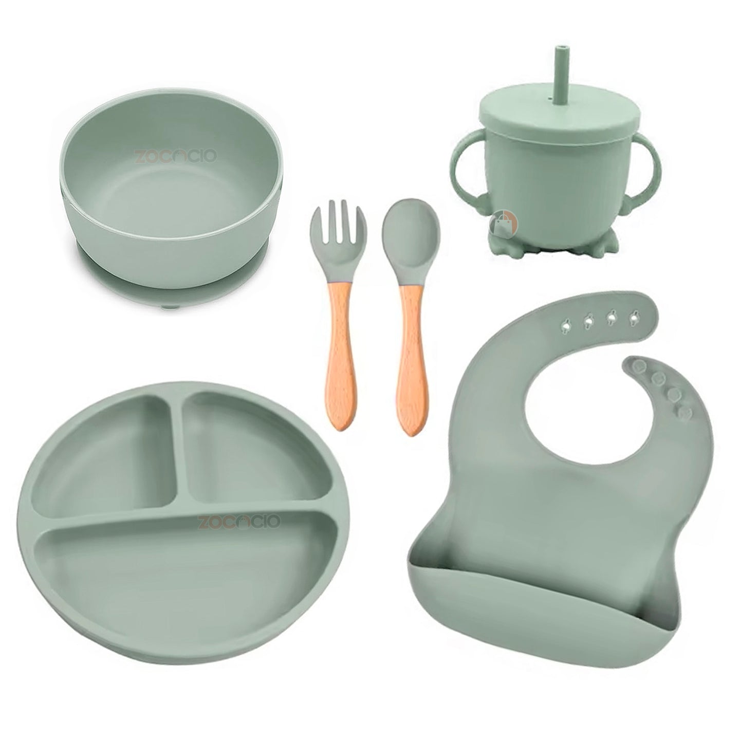 Juego De Vajilla Alimentación Para Bebé En Silicona 5 Pcs