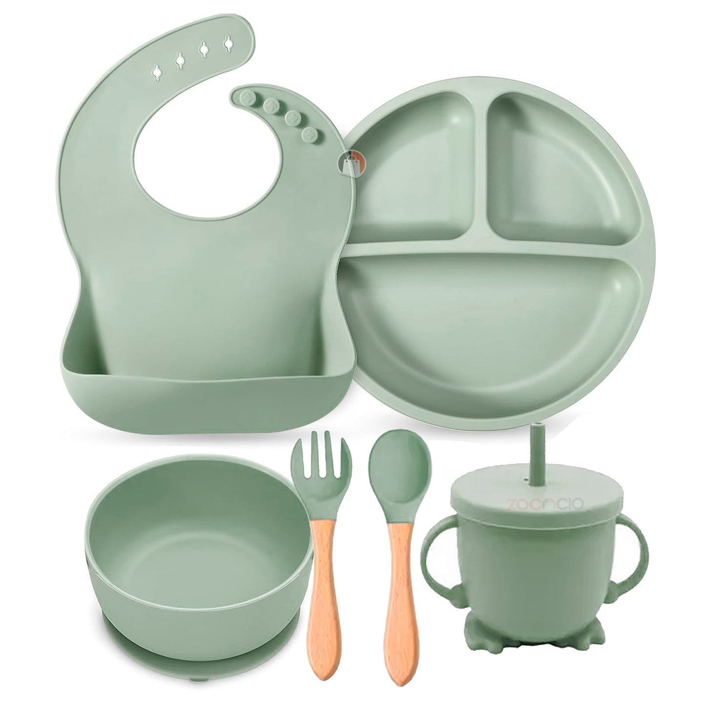 Juego De Vajilla Alimentación Para Bebé En Silicona 5 Pcs
