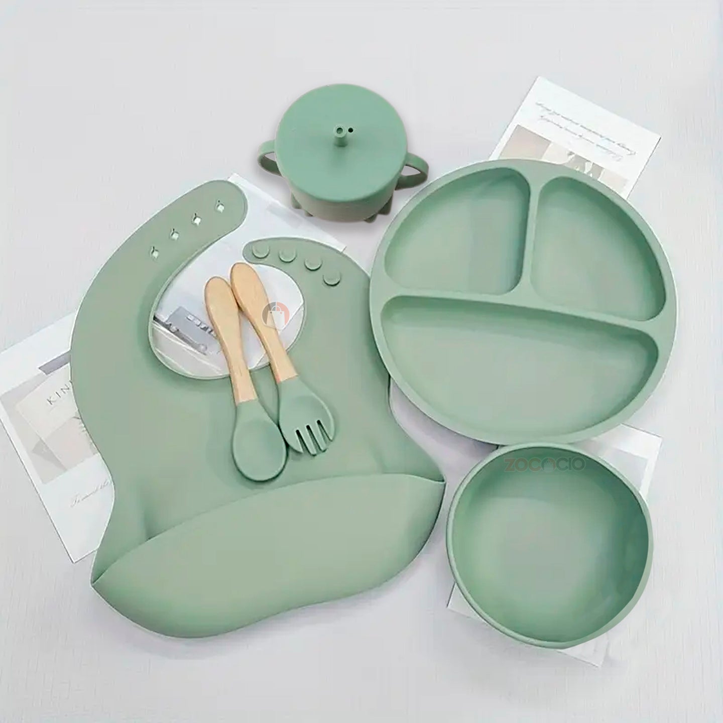 Juego De Vajilla Alimentación Para Bebé En Silicona 5 Pcs