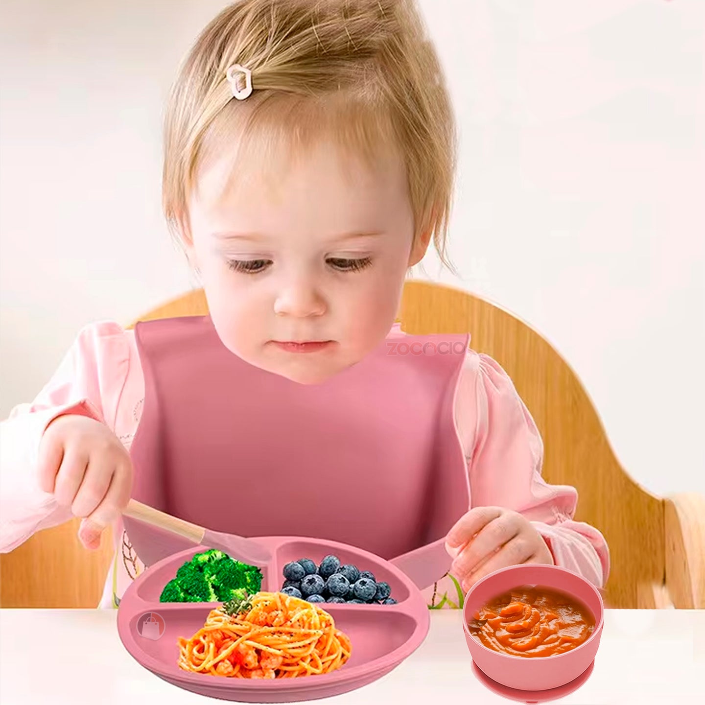 Juego De Vajilla Alimentación Para Bebé En Silicona 5 Pcs