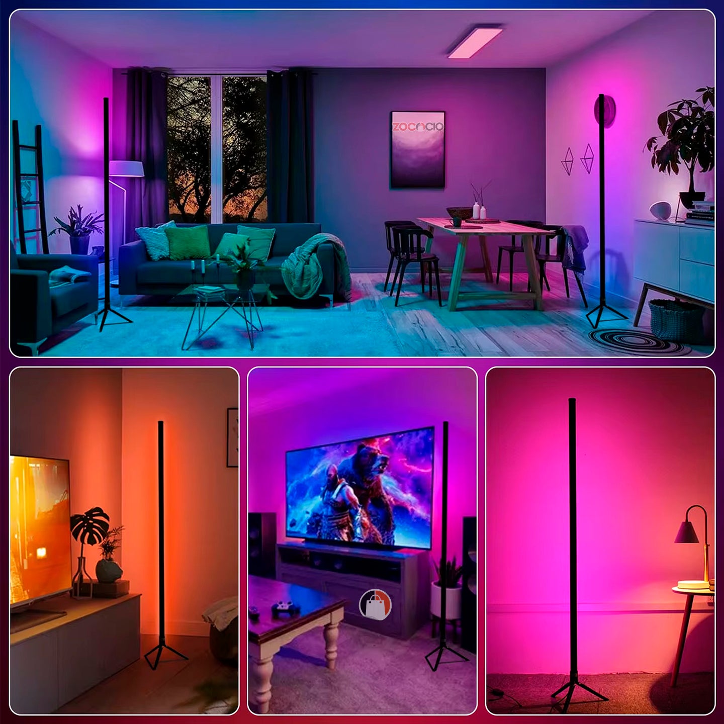 Barra De Luz Lampara De Pie Iluminación Ambiente Led 3 Tubos