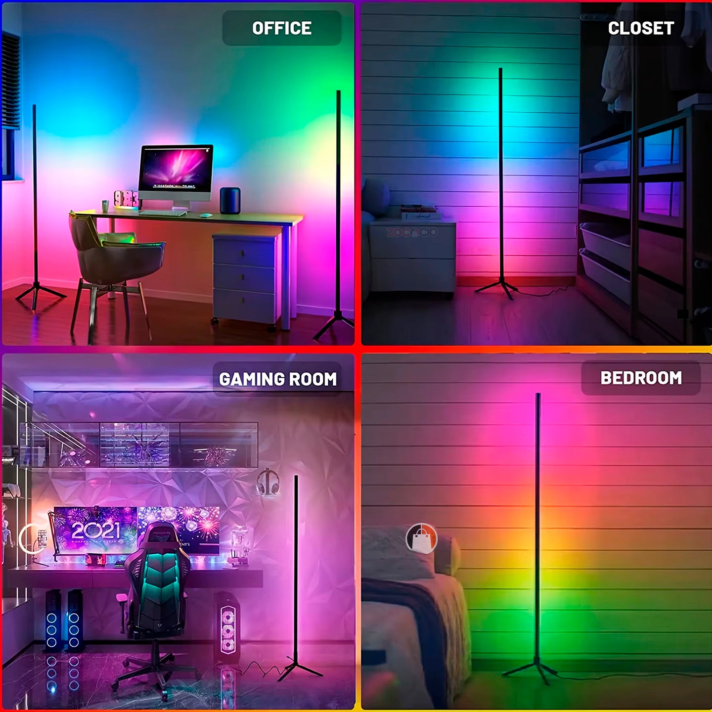 Barra De Luz Lampara De Pie Iluminación Ambiente Led 3 Tubos