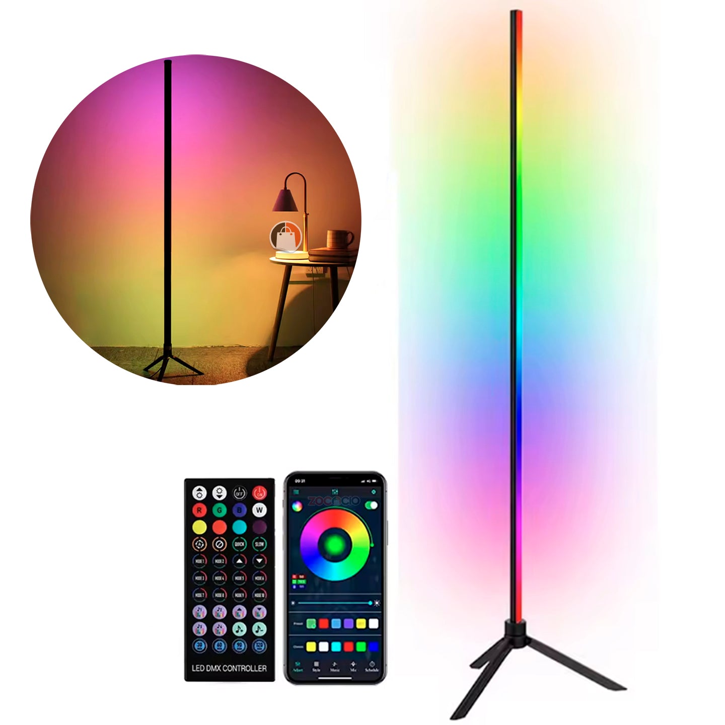 Barra De Luz Lampara De Pie Iluminación Ambiente Led 3 Tubos