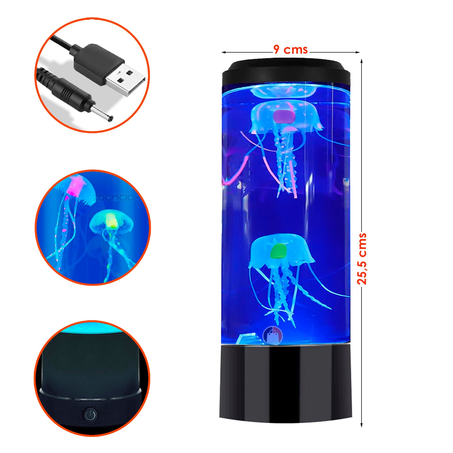 Lámpara De Medusas Rgb Led Relajante Decorativa Acuario Usb