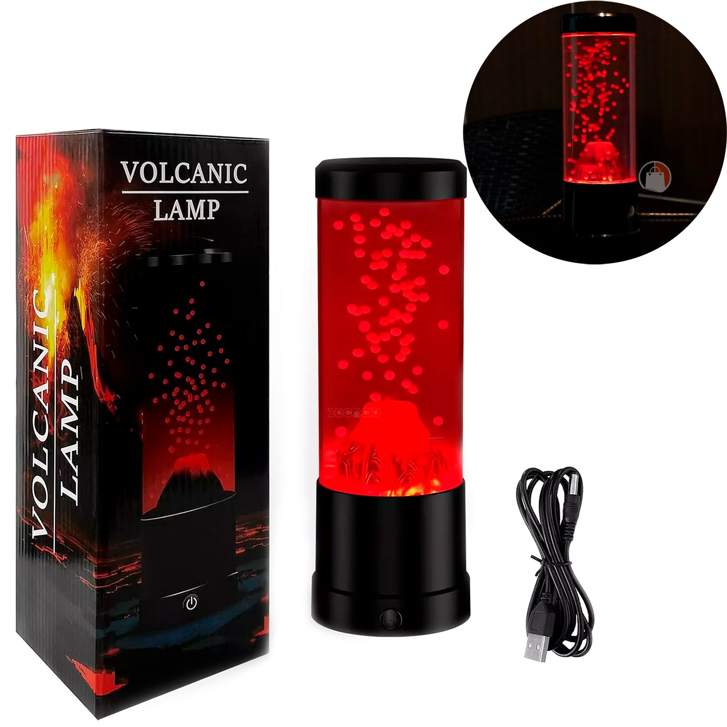 Lampara Volcán Con Lava Decorativa Led Multicolor Movimiento