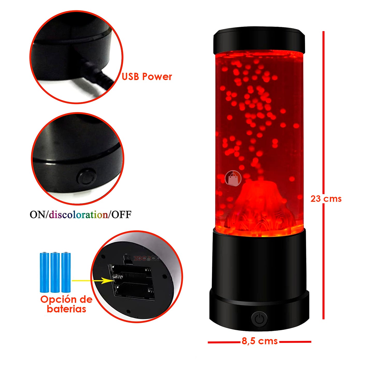 Lampara Volcán Con Lava Decorativa Led Multicolor Movimiento