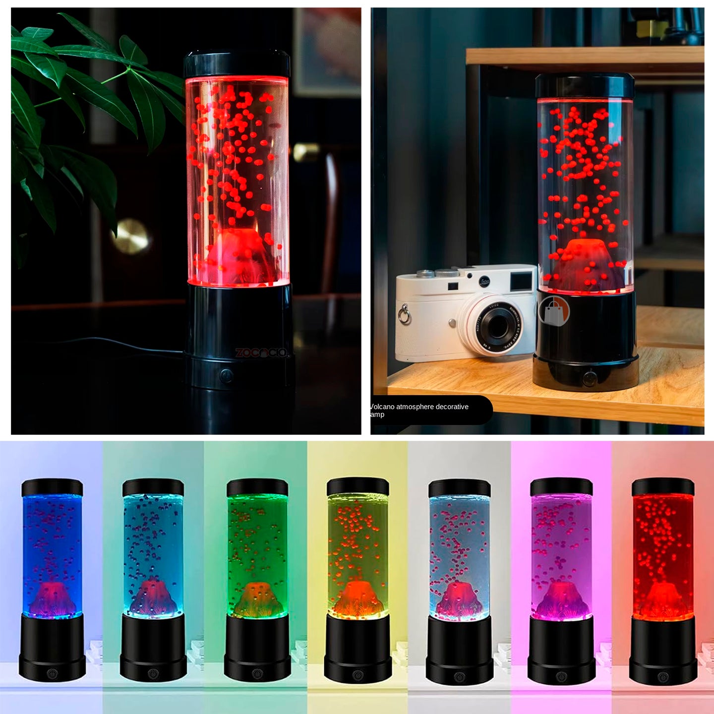 Lampara Volcán Con Lava Decorativa Led Multicolor Movimiento