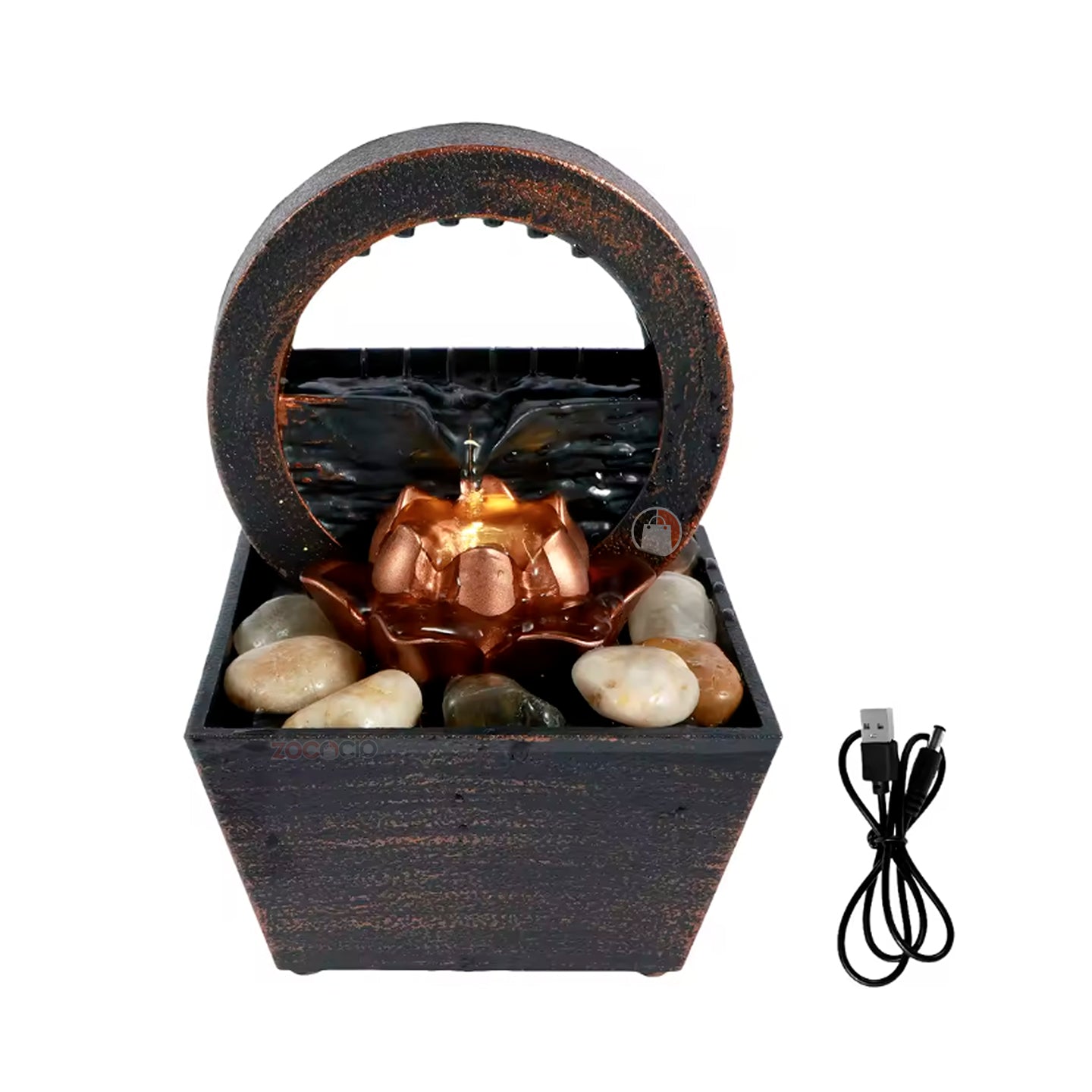 Mini Fuente Decorativa Flor De Loto Relajante De Mesa