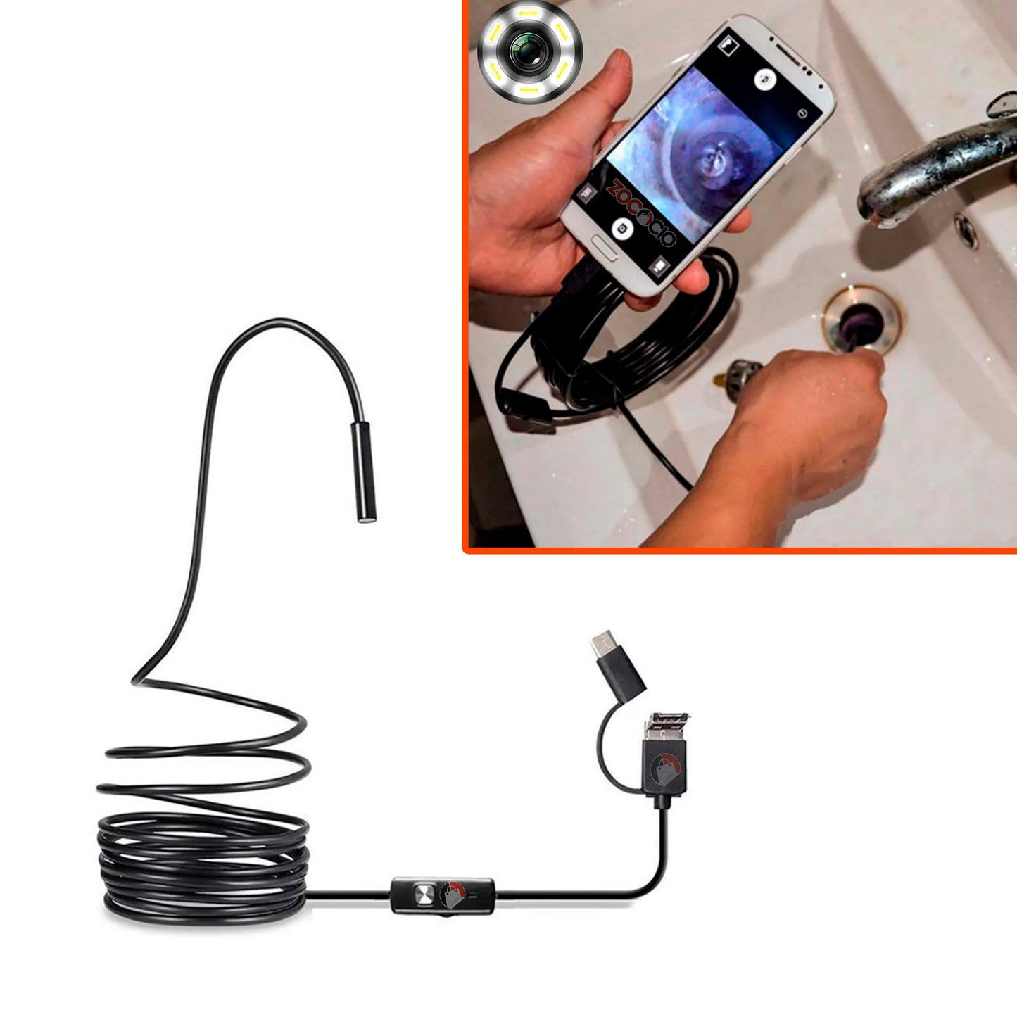 Cámara Endoscópica Impermeable Ip67 Para Teléfono Y Pc