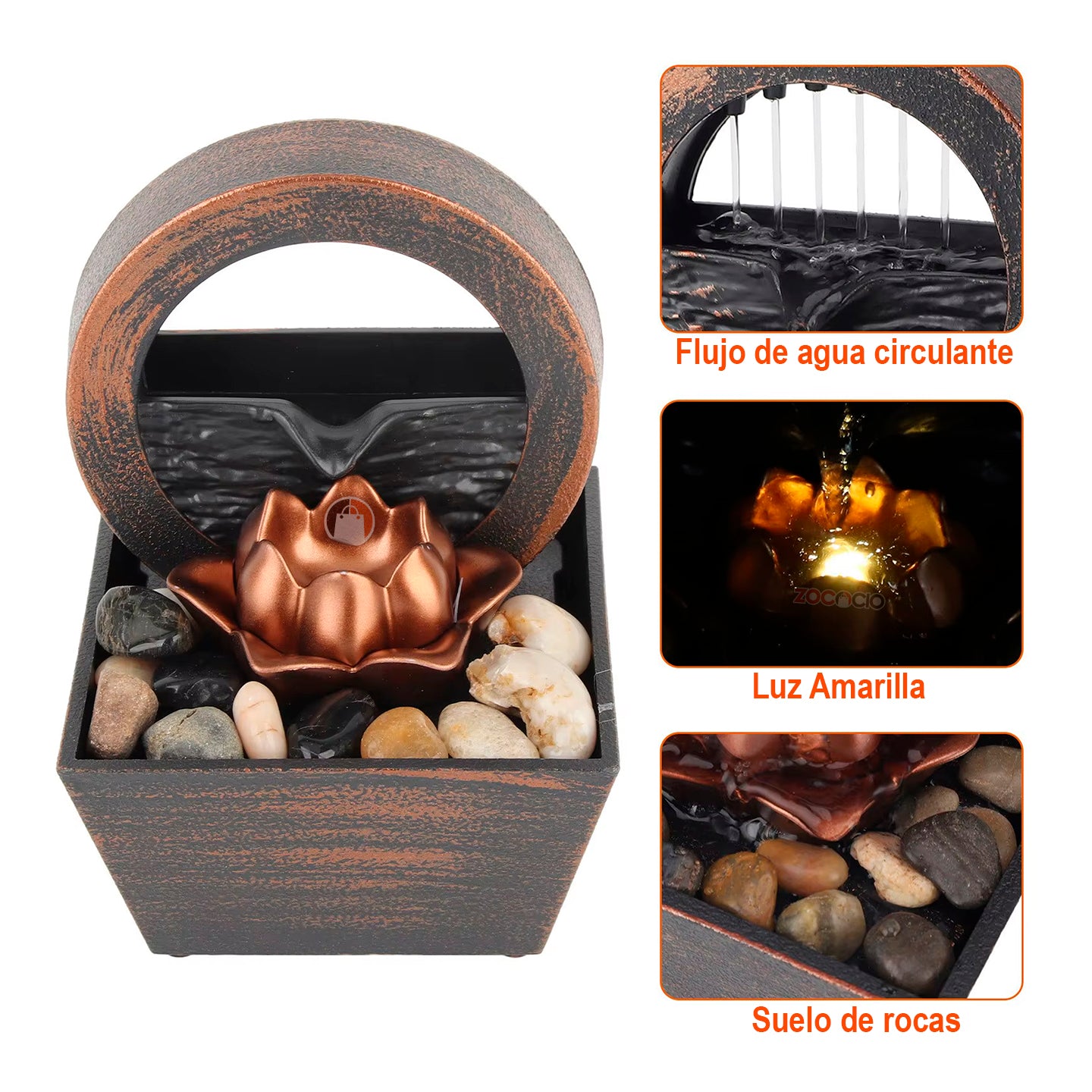 Mini Fuente Decorativa Flor De Loto Relajante De Mesa