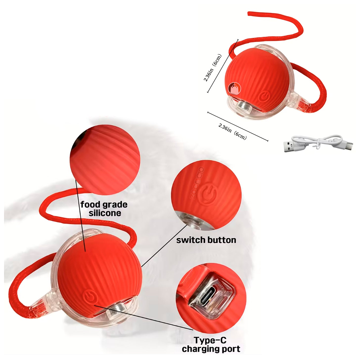 Pelota Interactiva Para Mascota Con Cola Recargable