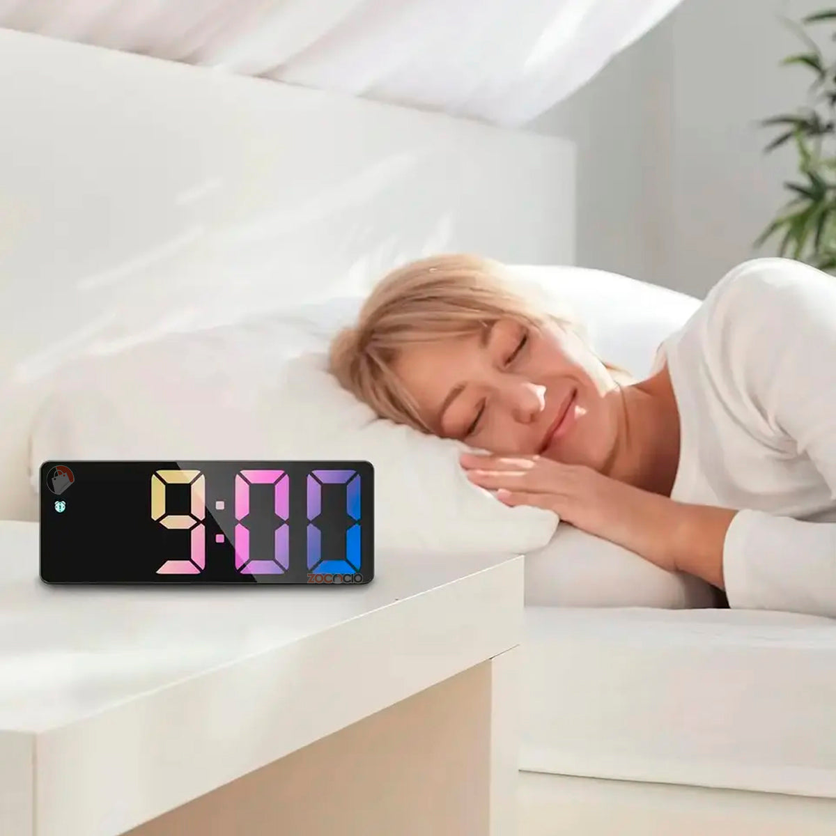Reloj Espejo Digital Luz Led De Colores Con Despertador