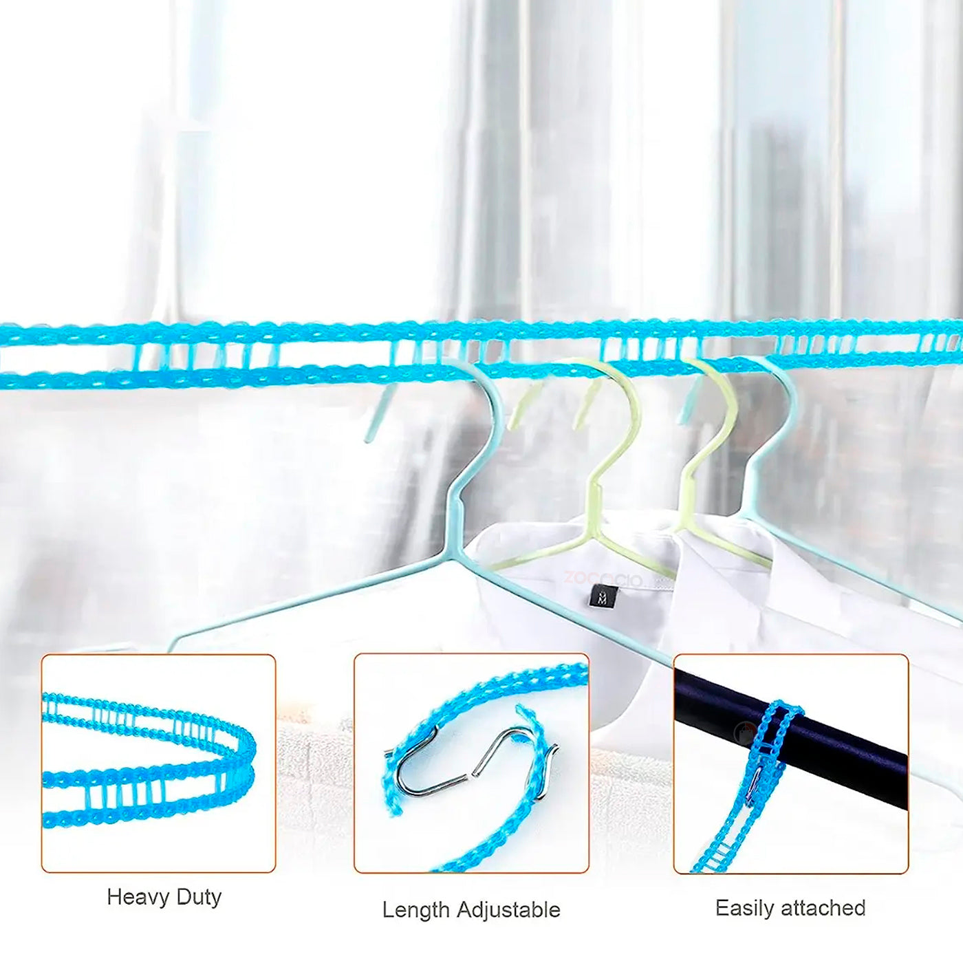 Cuerda X2 Tendedero Para Colgar Ropa 5m Antiviento Resistent