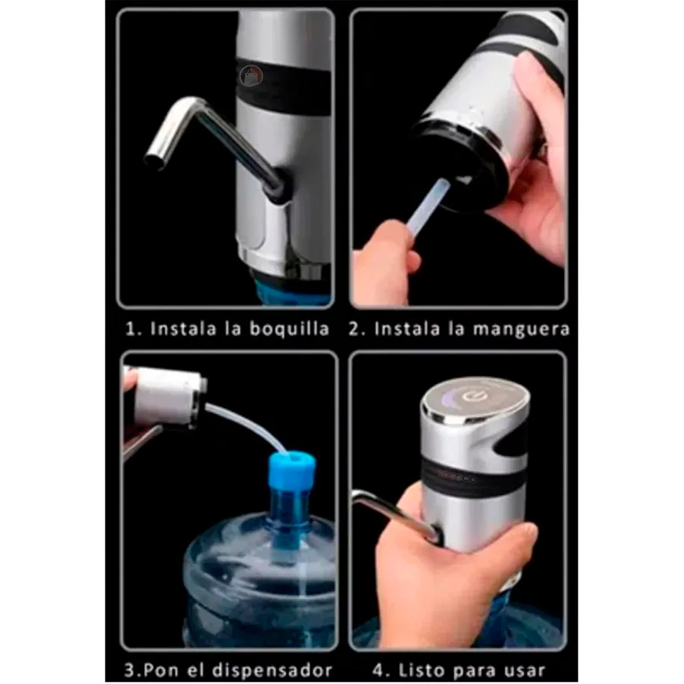 Dispensador Automatico Recargable Para Agua De Botellon Metalizado