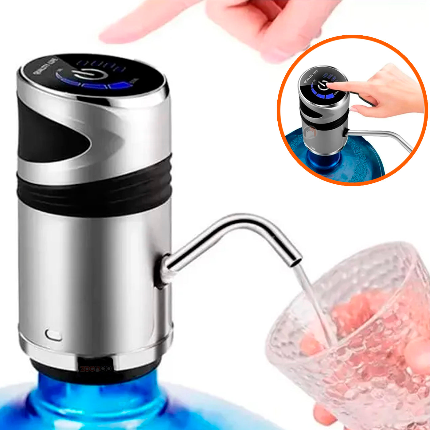 Dispensador Automatico Recargable Para Agua De Botellon Metalizado