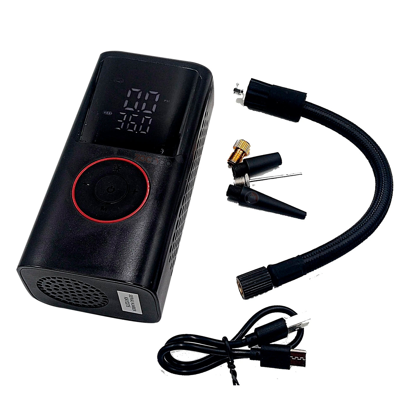 Inflador Eléctrico Portátil Pantalla Digital Recargable Negro 5v Monofásica