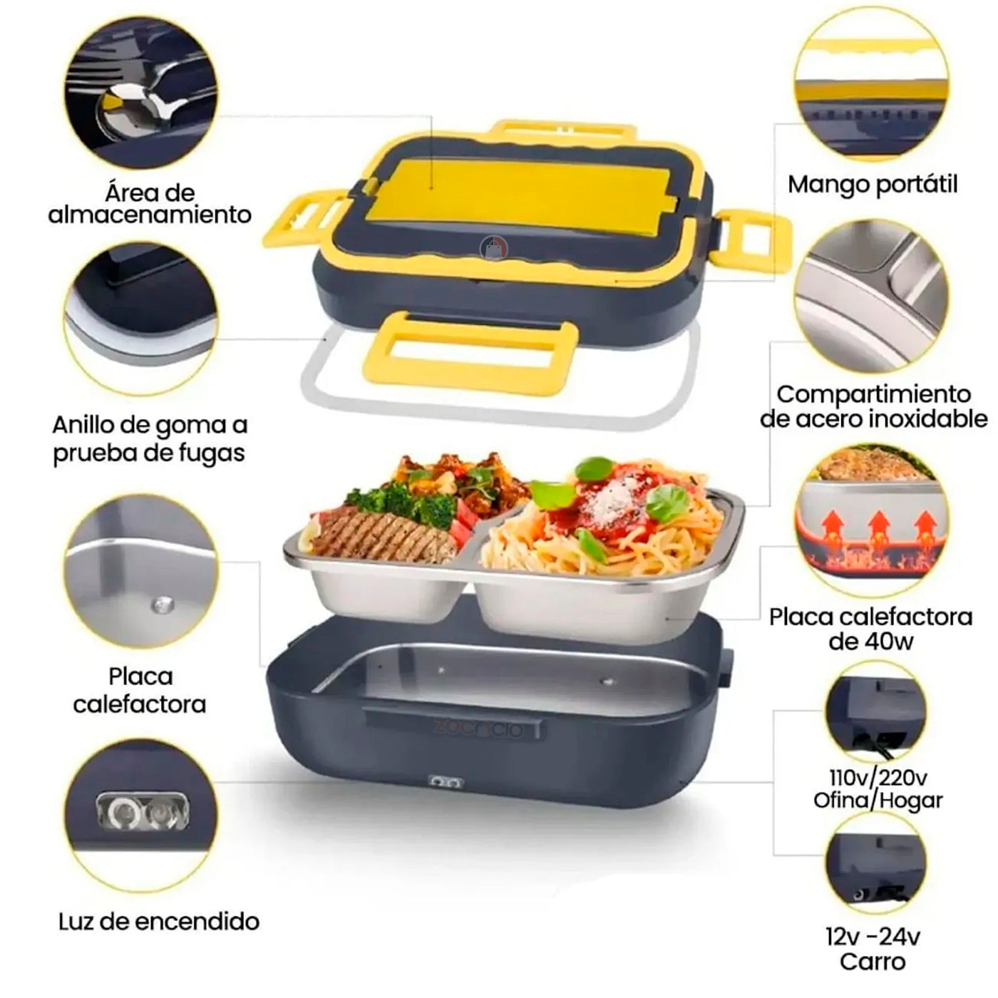 Lonchera Eléctrica Portátil 1.5l Calienta Comidas Fiambrera