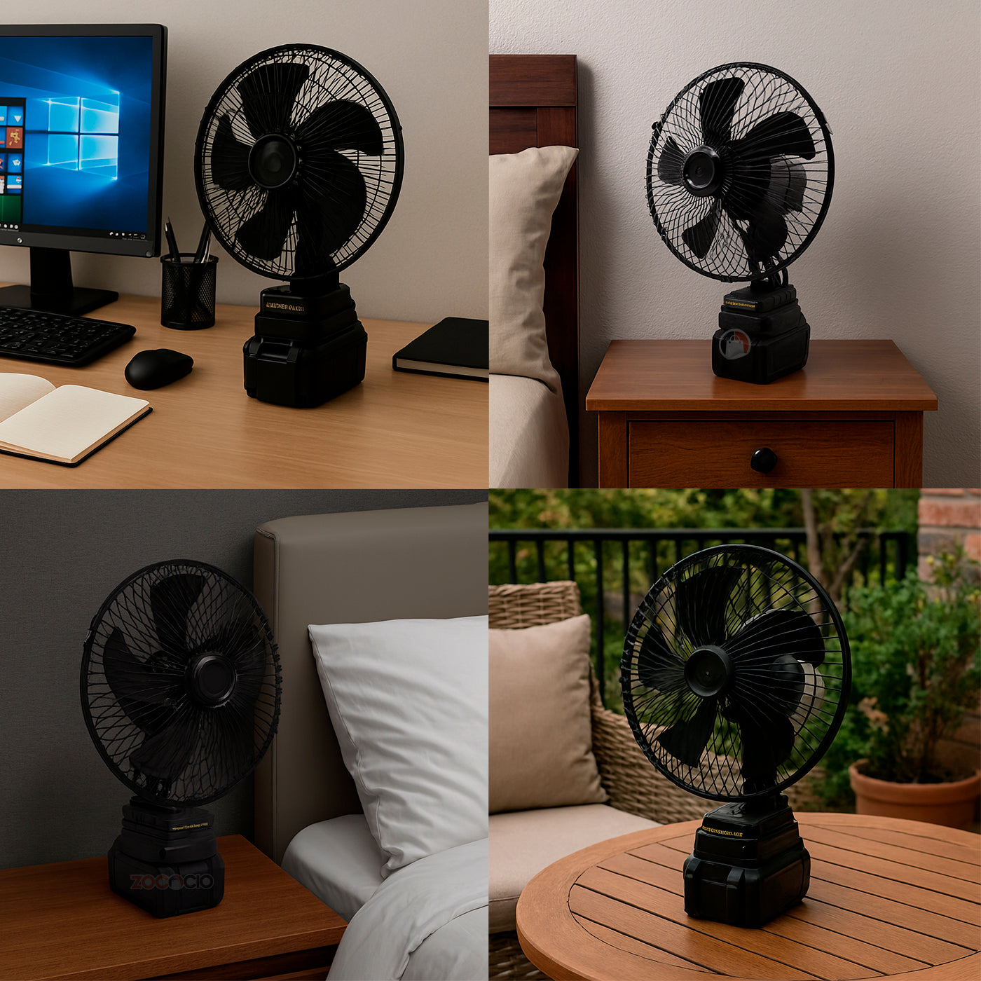 Mini Ventilador De Batería De Litio Recargable De 8 Pulgadas Negro