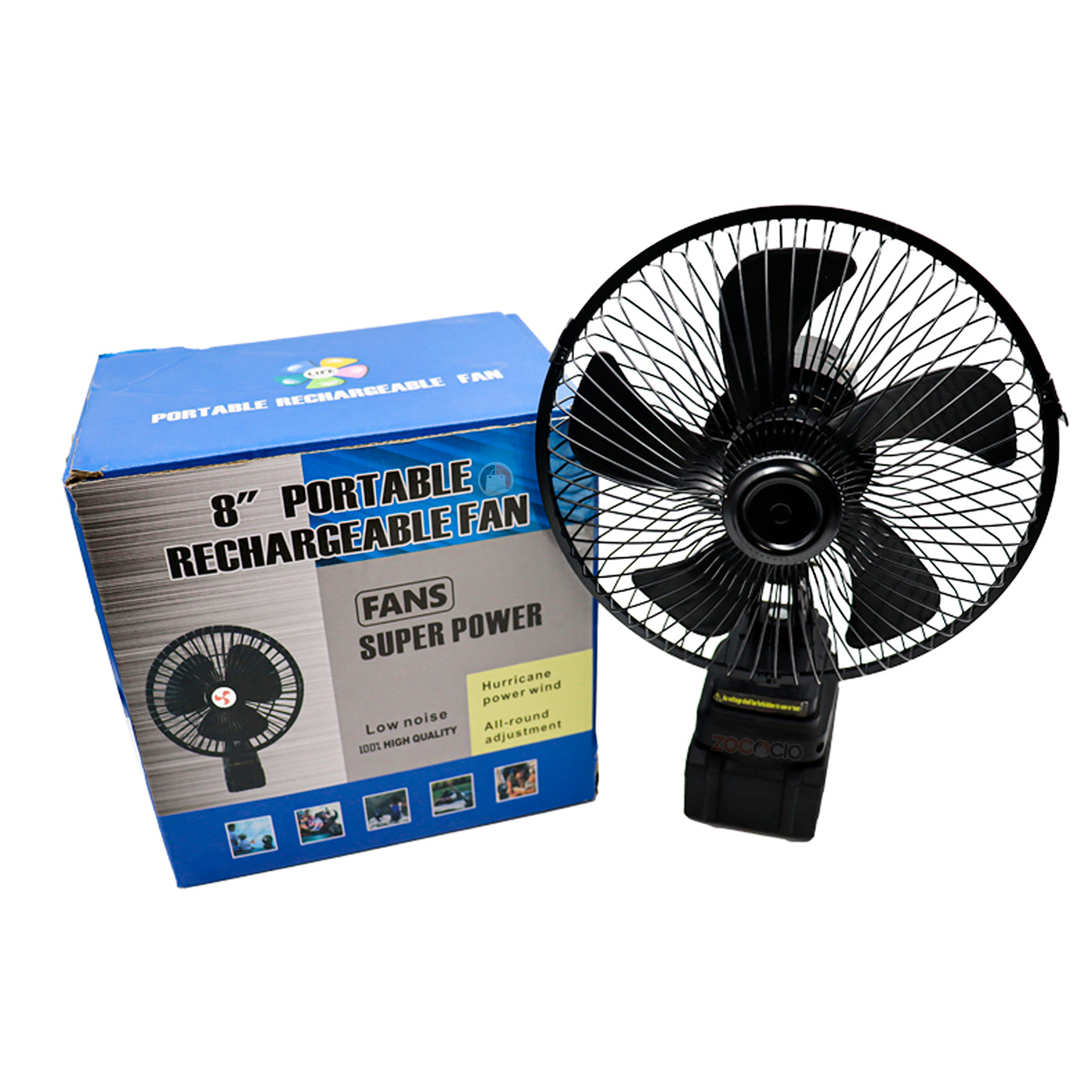 Mini Ventilador De Batería De Litio Recargable De 8 Pulgadas Negro