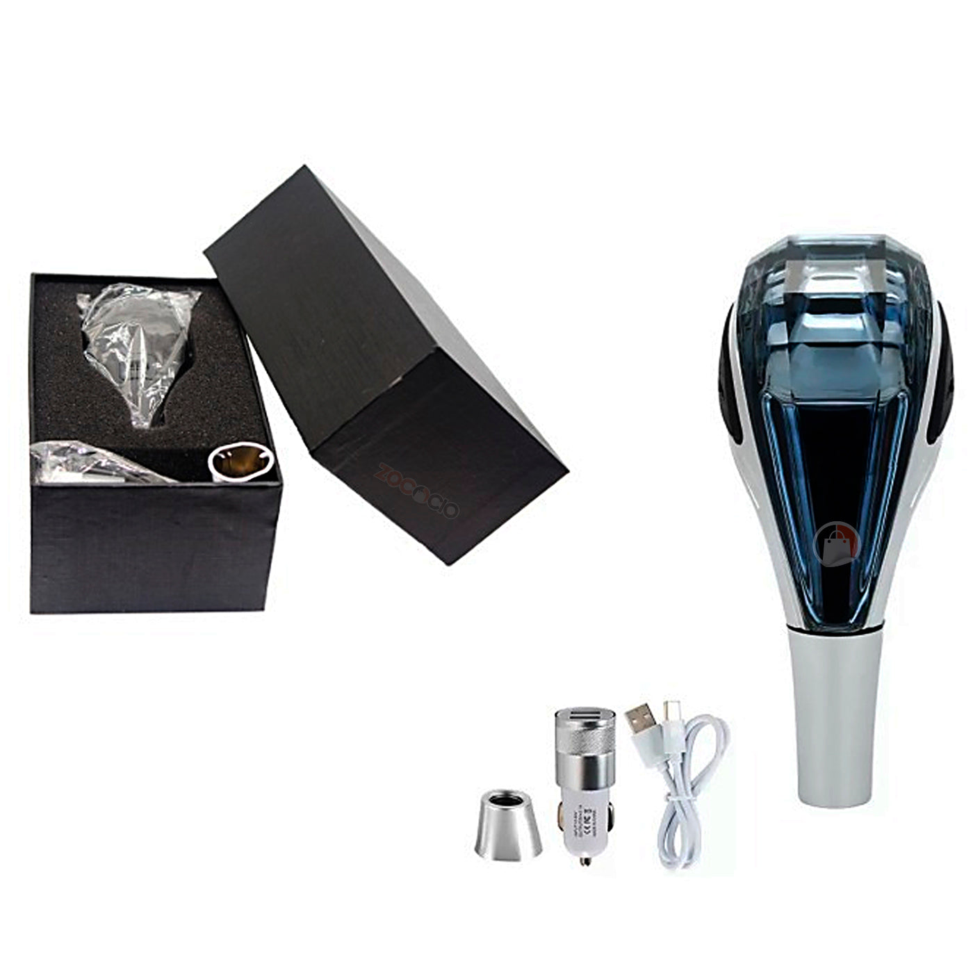 Pomo Palanca De Cambios De Lujo Manilla Led Estilo Cristal Negro