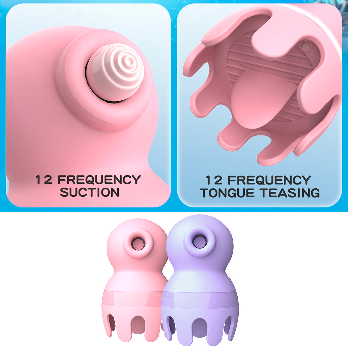 Pulpo Vibrador 2 En 1 Succión Y Lamido Juguete Masturbador Pastel