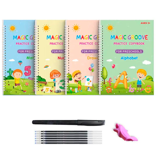 Set 4 Libros Magicos De Aprendizaje Reutilizable Caligrafico