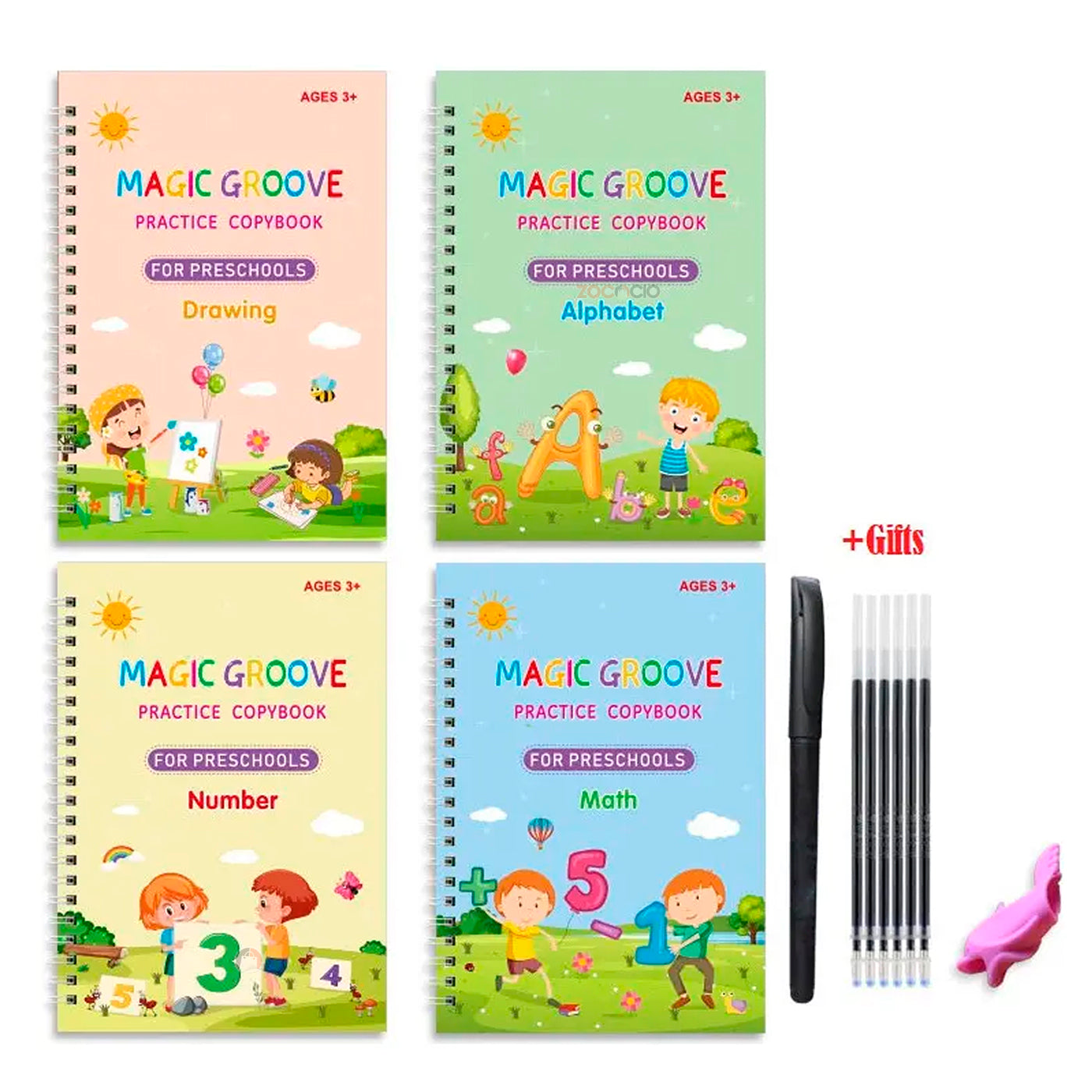 Set 4 Libros Magicos De Aprendizaje Reutilizable Caligrafico
