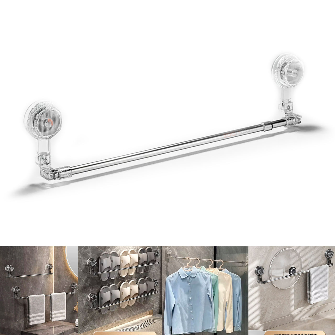 Toallero De Pared Con Ventosa Retráctil Tendedero Ajustable