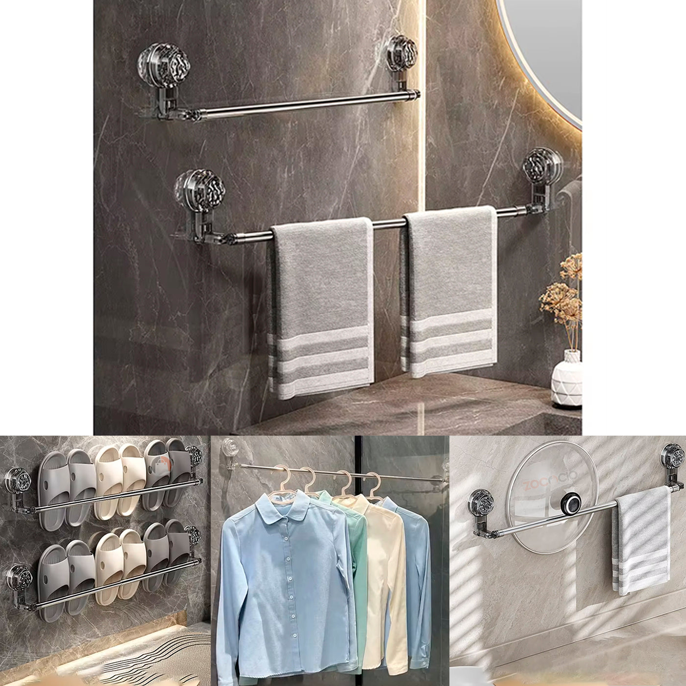 Toallero De Pared Con Ventosa Retráctil Tendedero Ajustable